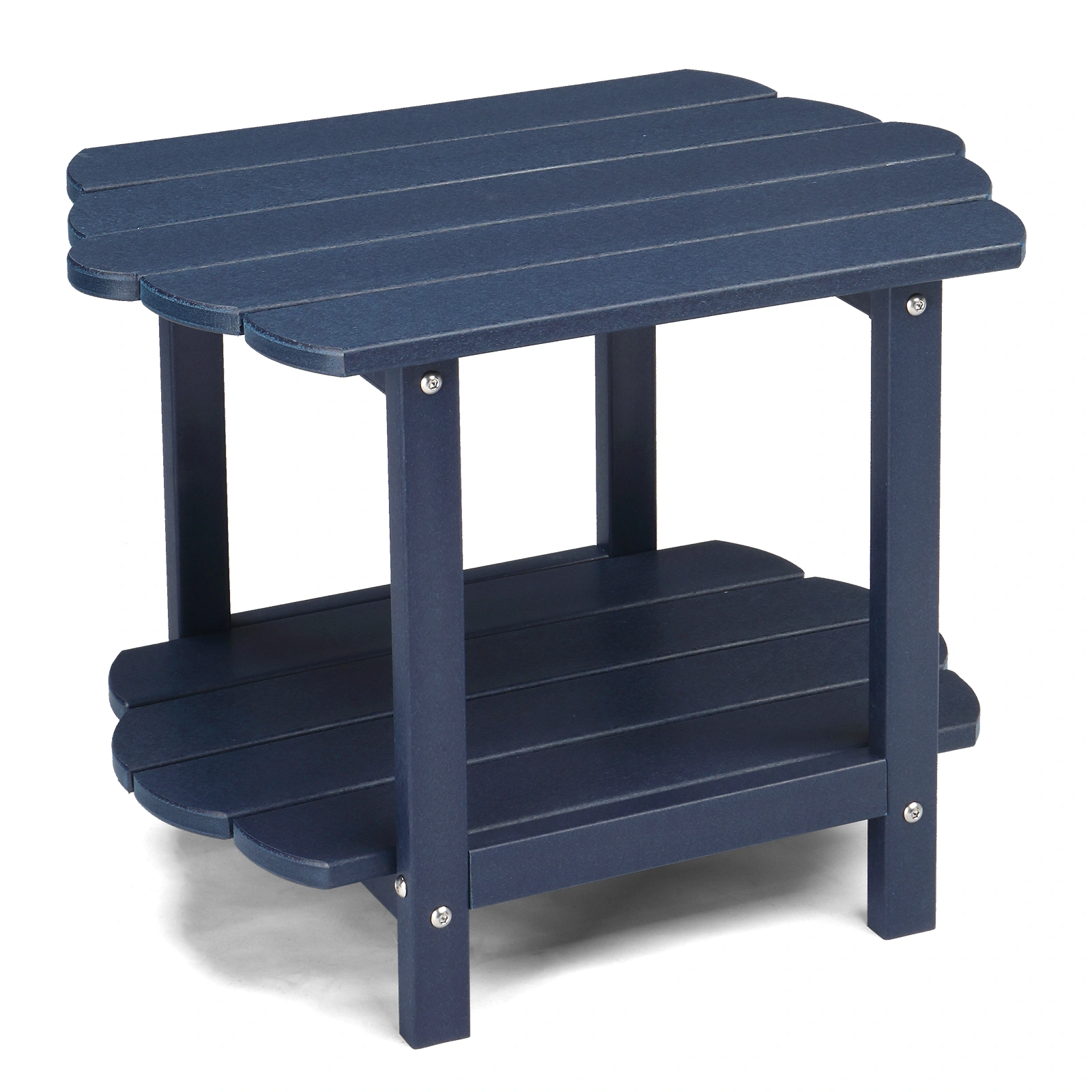 2-Tier Outdoor Side Table HDPE Adirondack Patio End Table, Weather Resistant Small Table, Navy Blue