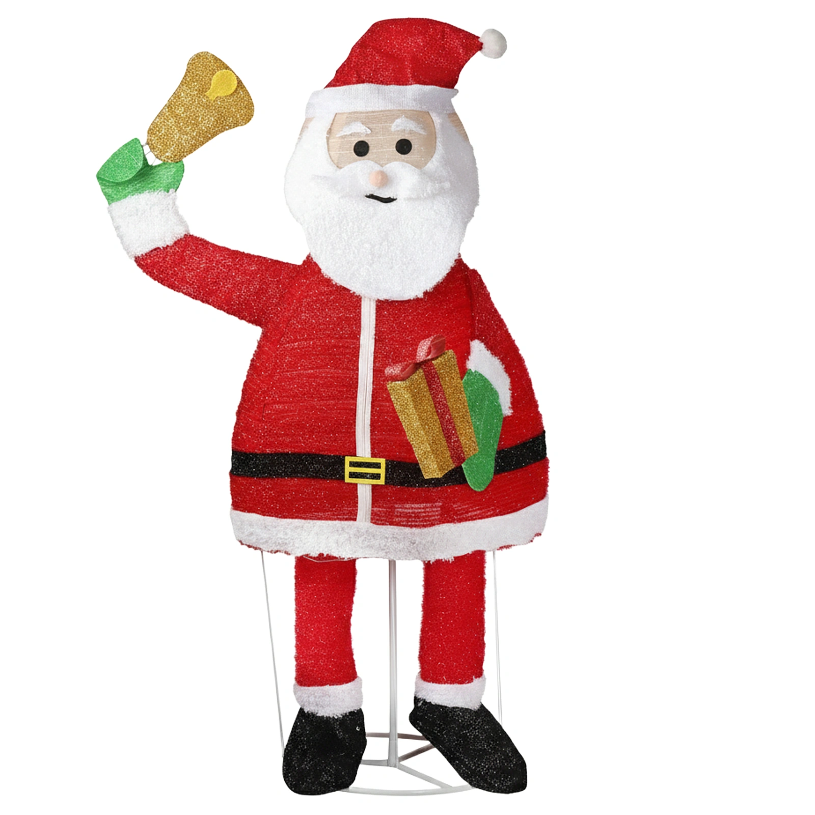 6FT Lighted Christmas Santa Claus Decoration - 200 Warm White LED Lights, Pre-Lit Pull-Up Santa with Bell, Outdoor Holiday Yard Display