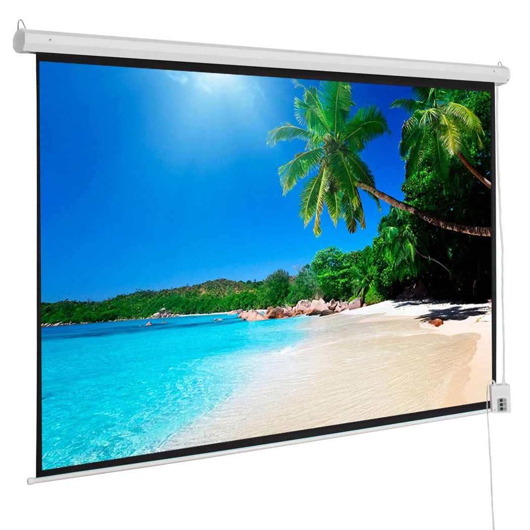 92" Motorized Projector Screen 16:9, Matte White with Remote Control, 80"x45" Viewing Area