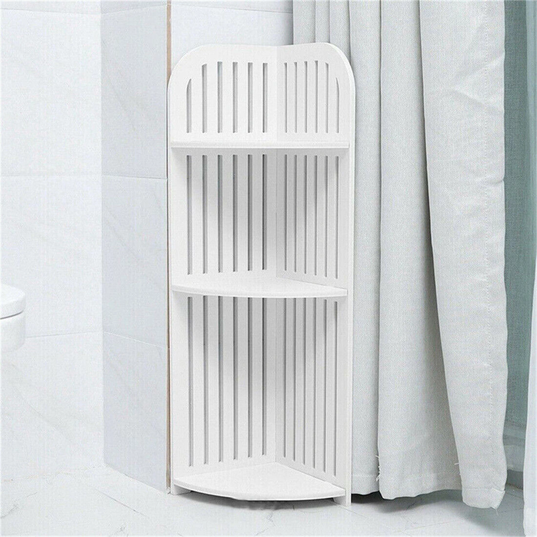 3 Tier Corner Shower Caddy Bath Shelf Storage Rack Organizer Stand White UK Bathroom view 3