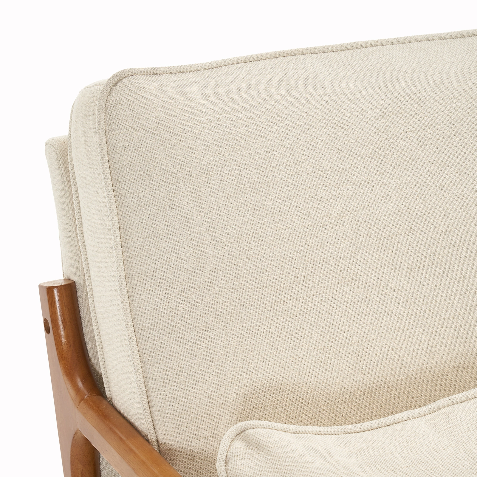 Oak Upholstered Single Lounge Chair with Oak Frame - Indoor Accent Chair, Off-White view 11