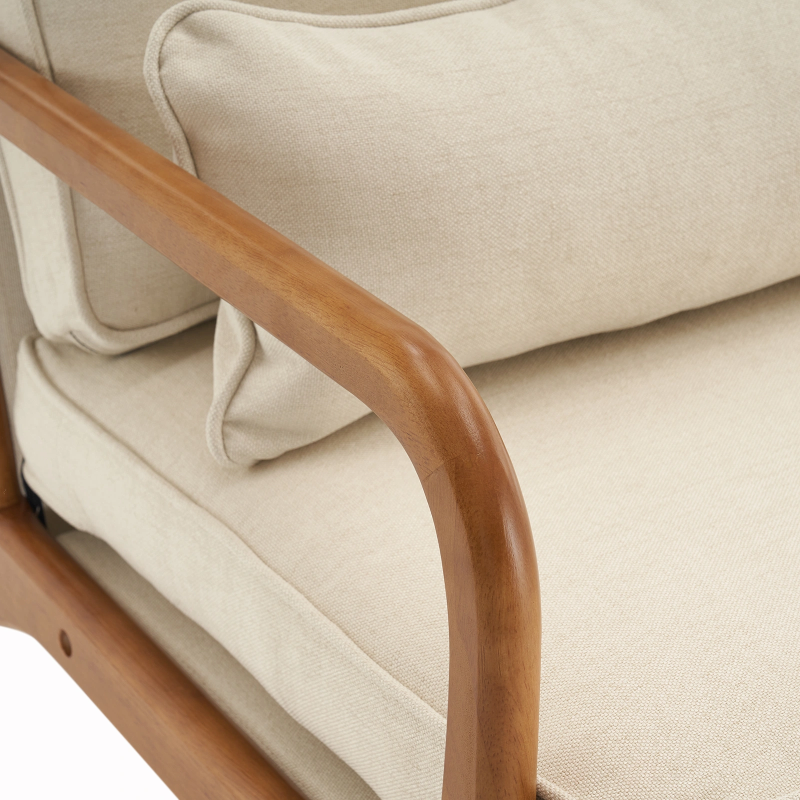Oak Upholstered Single Lounge Chair with Oak Frame - Indoor Accent Chair, Off-White view 25