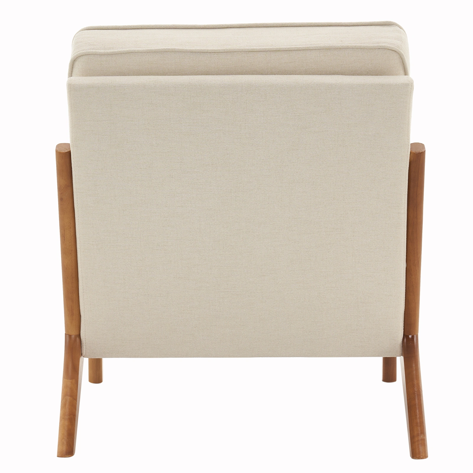Oak Upholstered Single Lounge Chair with Oak Frame - Indoor Accent Chair, Off-White view 4