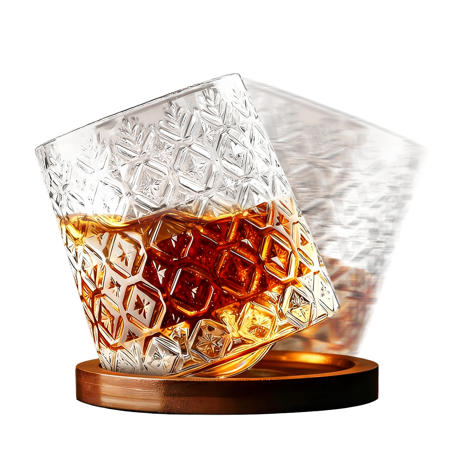 Etched Whisky Glasses Set of 2, 275ml Sturdy Rock Glasses for Bourbon, Rum, Gin, Whiskey & Cocktails, Dishwasher Safe