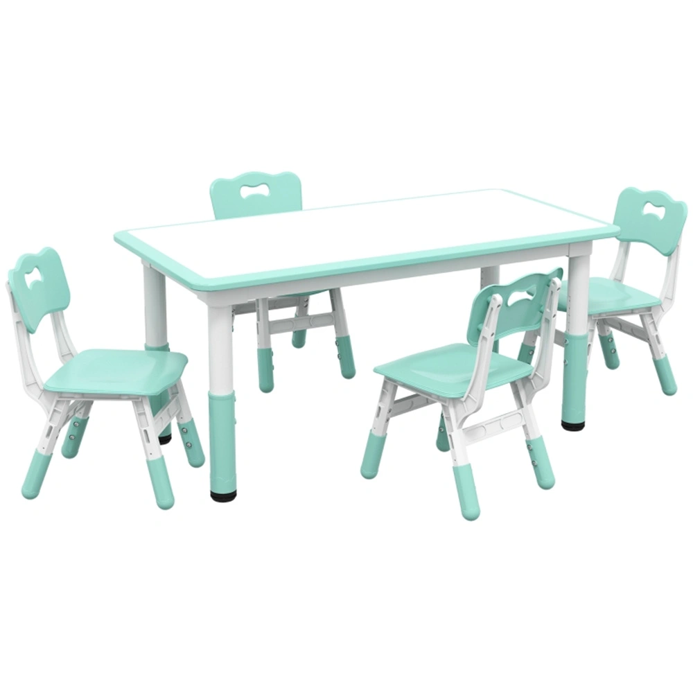Kids Desk and Chair Set, Adjustable Height Study Table and Ergonomic Seat, Children Workspace for Bedroom, Playroom, School