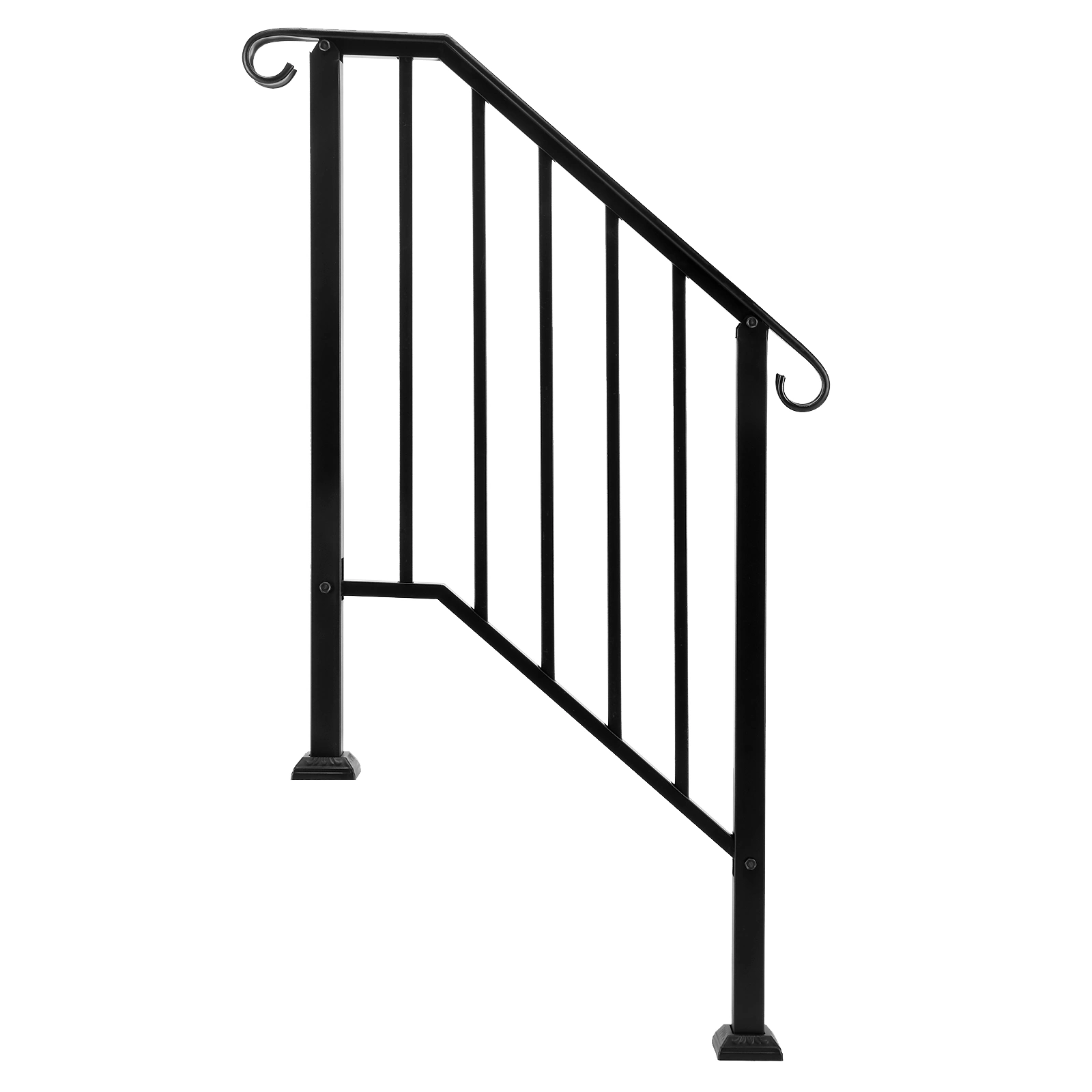 Artisasset Matte Black Outdoor 2-Step Iron Stair Handrail