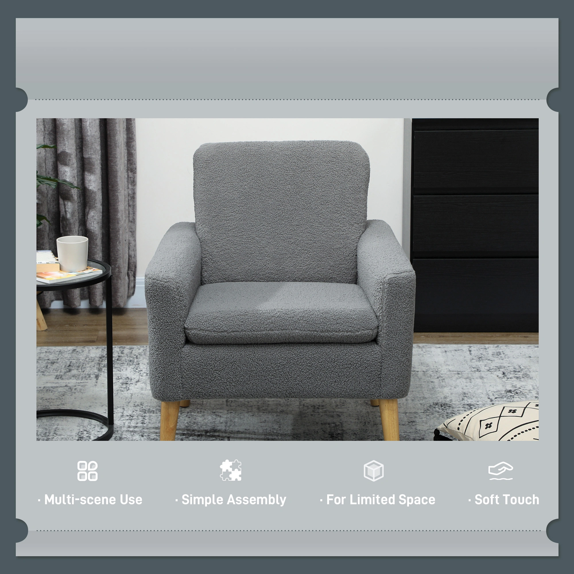 Comfortable Sofa Chair with Cushion, Foldable Single Seater Couch, Space-Saving Armchair for Living Room view 2