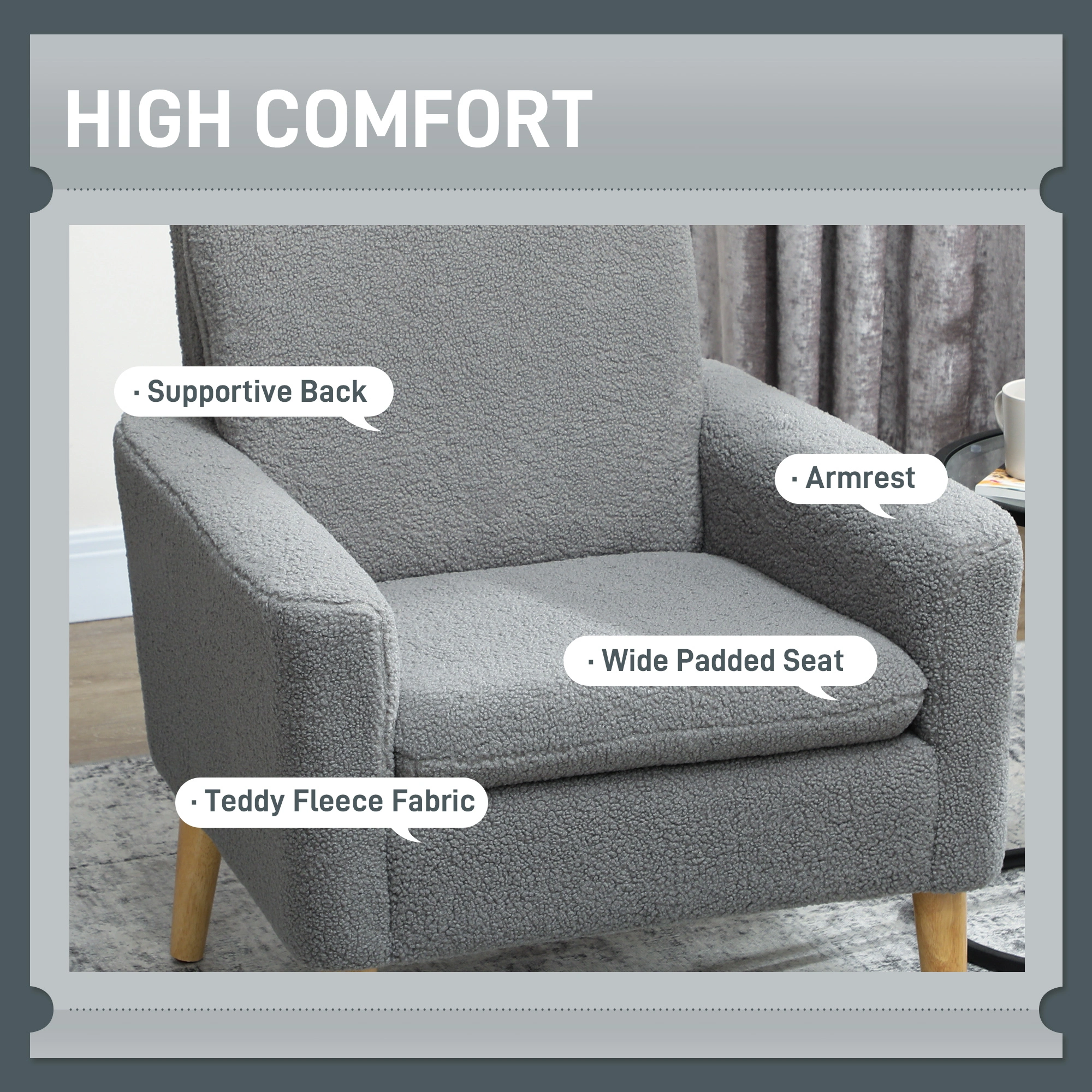 Comfortable Sofa Chair with Cushion, Foldable Single Seater Couch, Space-Saving Armchair for Living Room view 3