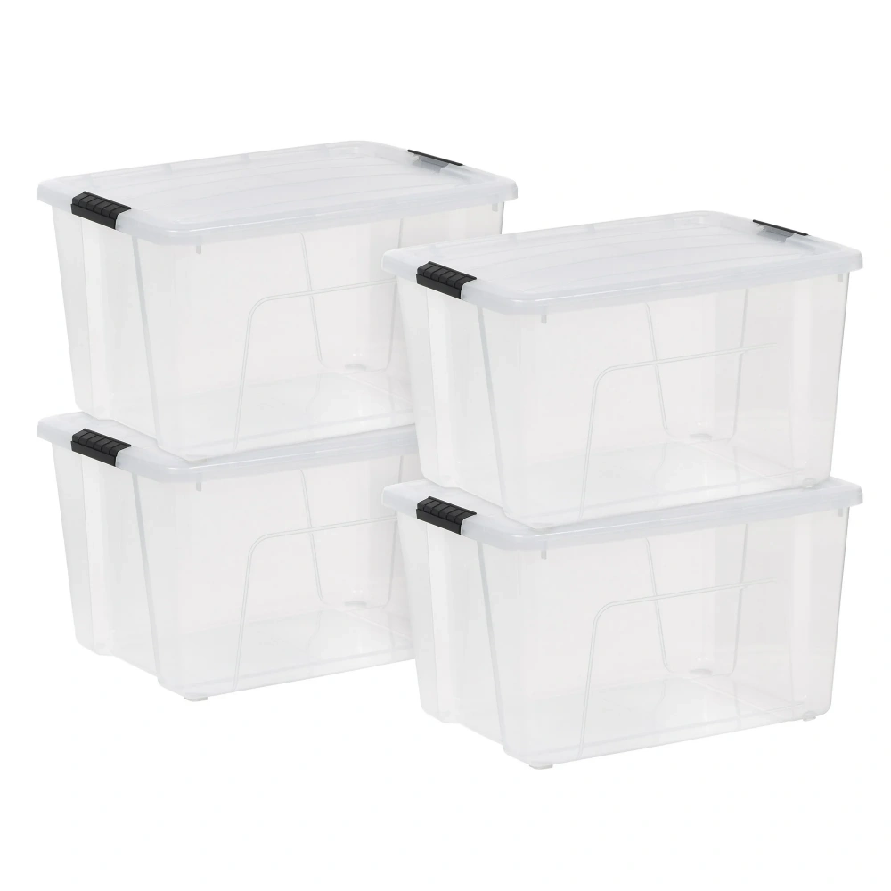 60 Qt. Stackable Plastic Storage Bins with Lids, Stackable Storage Containers & Totes, 4 Pack