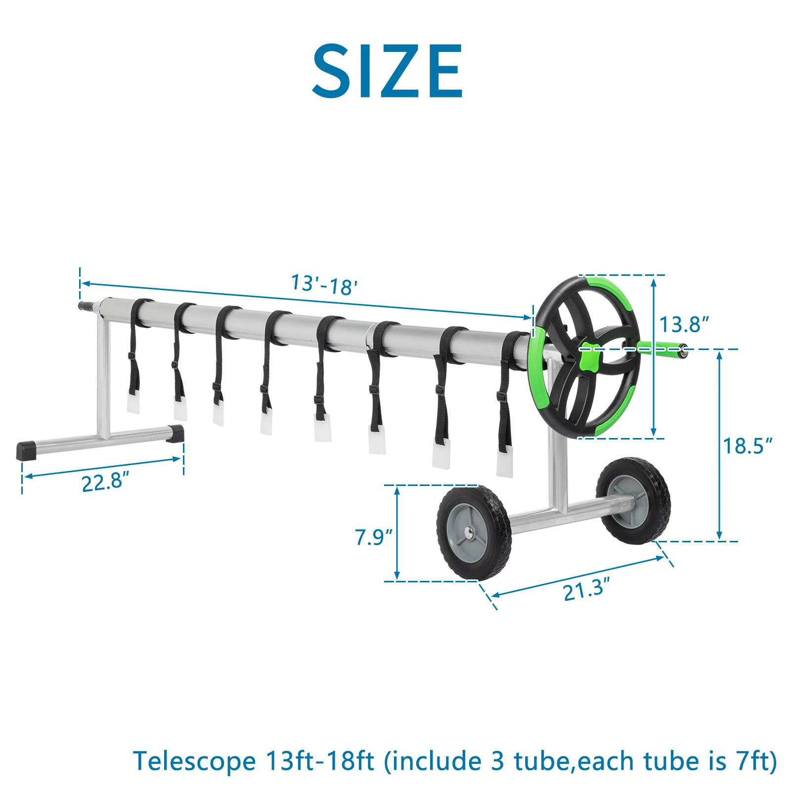 18 Ft Aluminum Pool Cover Reel for Inground Swimming Pools, Solar Thermal Cover Protector view 5