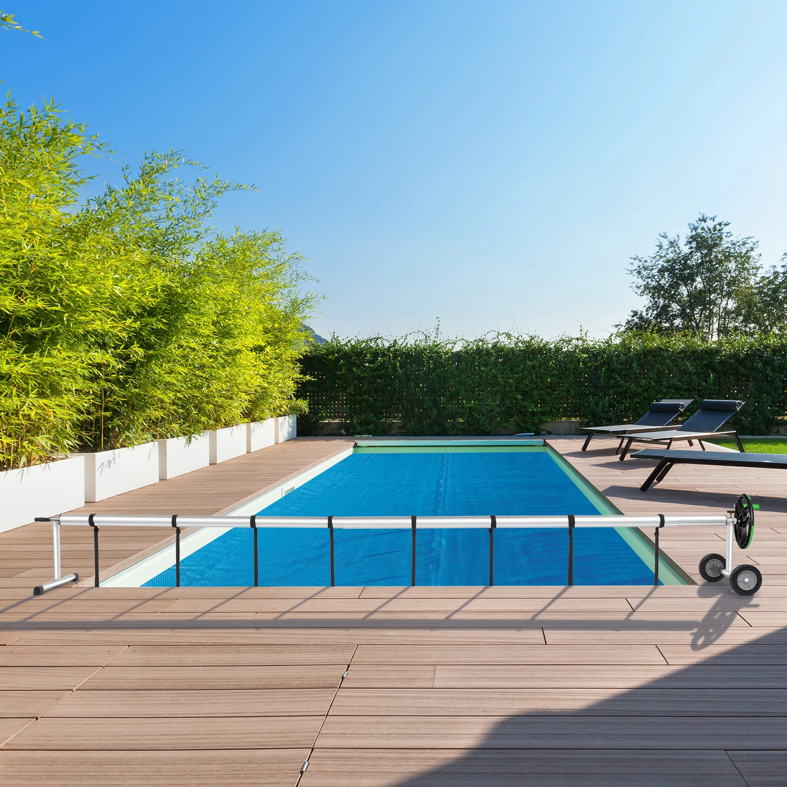 18 Ft Aluminum Pool Cover Reel for Inground Swimming Pools, Solar Thermal Cover Protector view 8