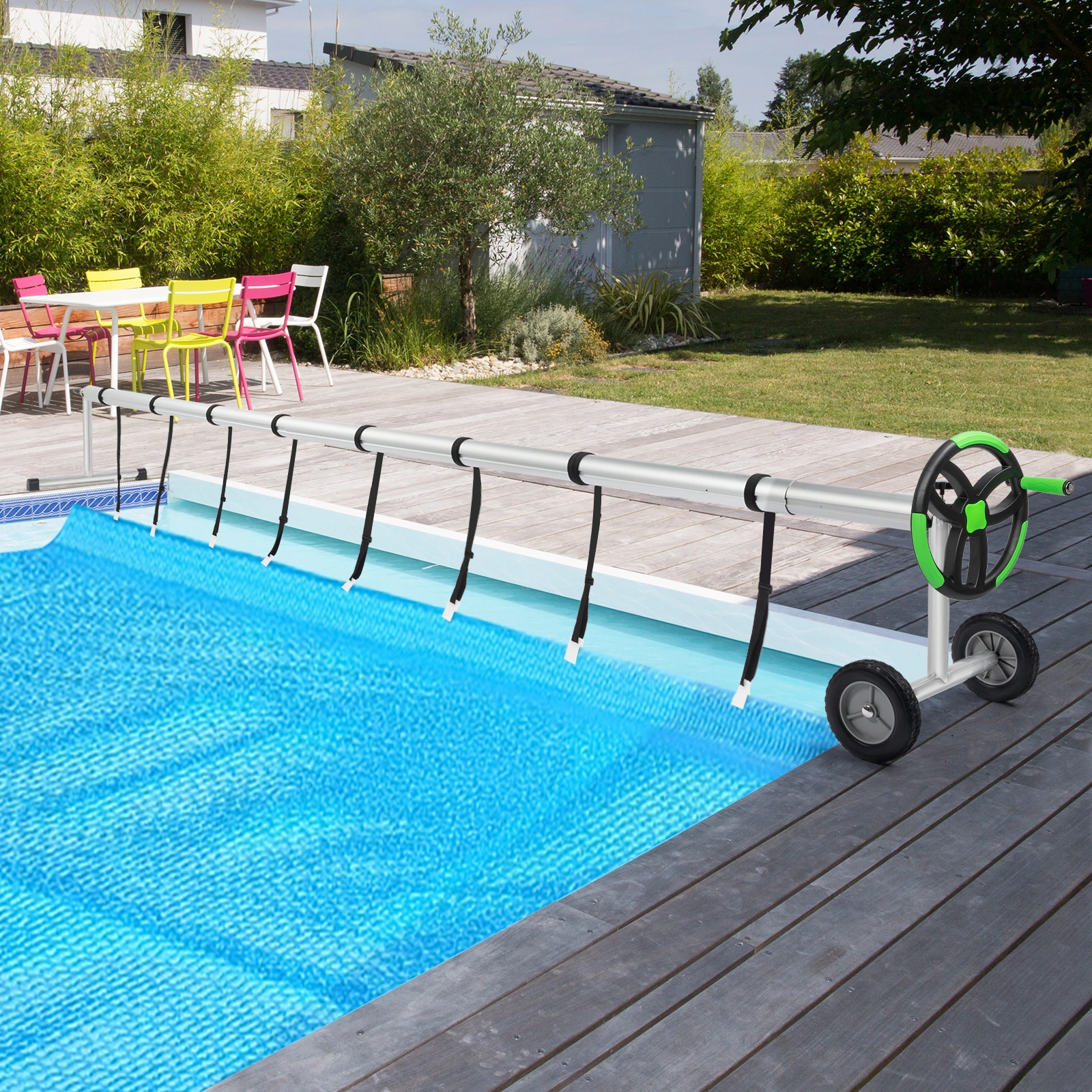 18 Ft Aluminum Pool Cover Reel for Inground Swimming Pools, Solar Thermal Cover Protector view 9