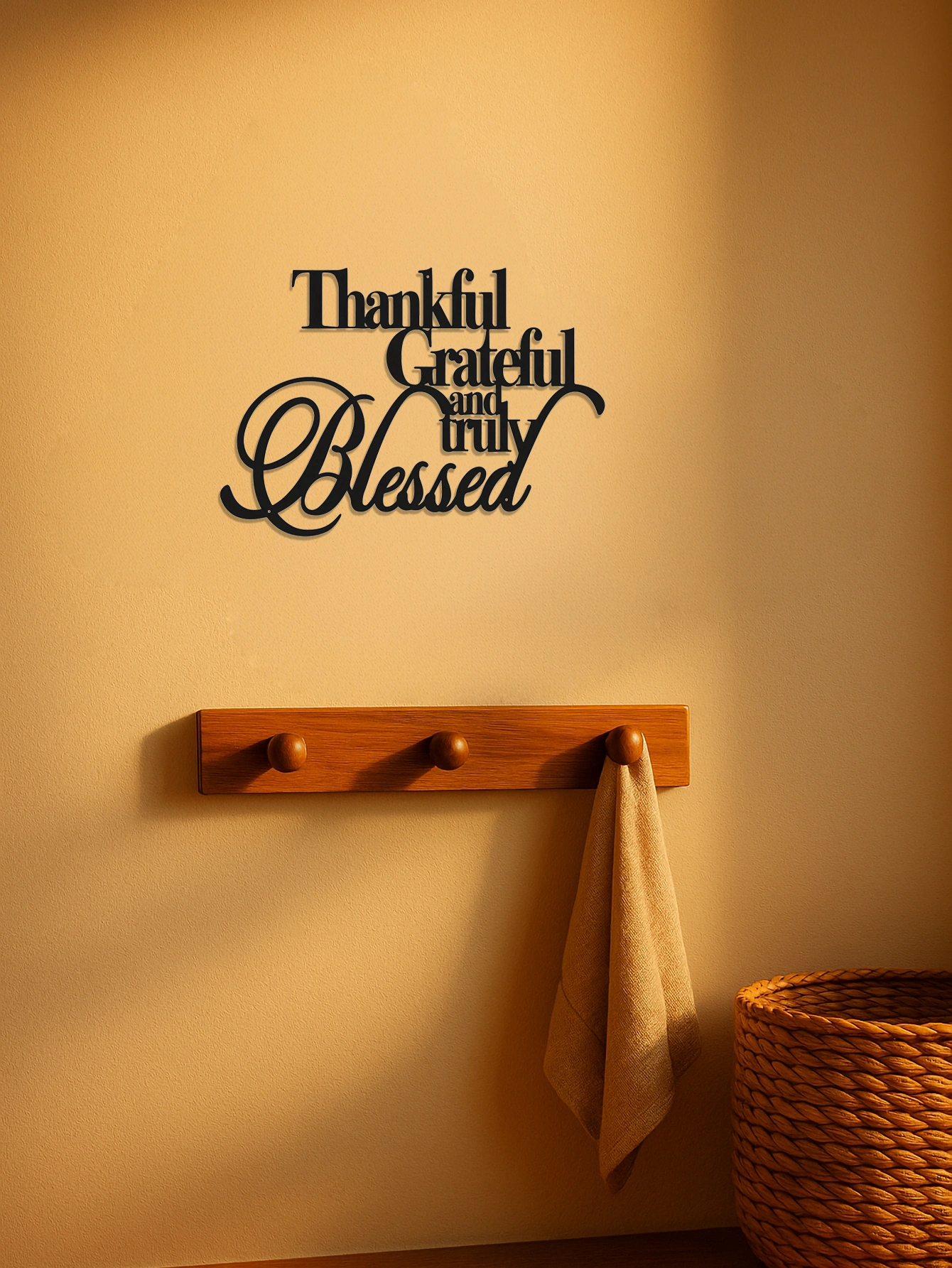 Thankful Grateful Blessed Metal Wall Art - Inspirational Home Office Bedroom Living Room Decor Motivational Gift