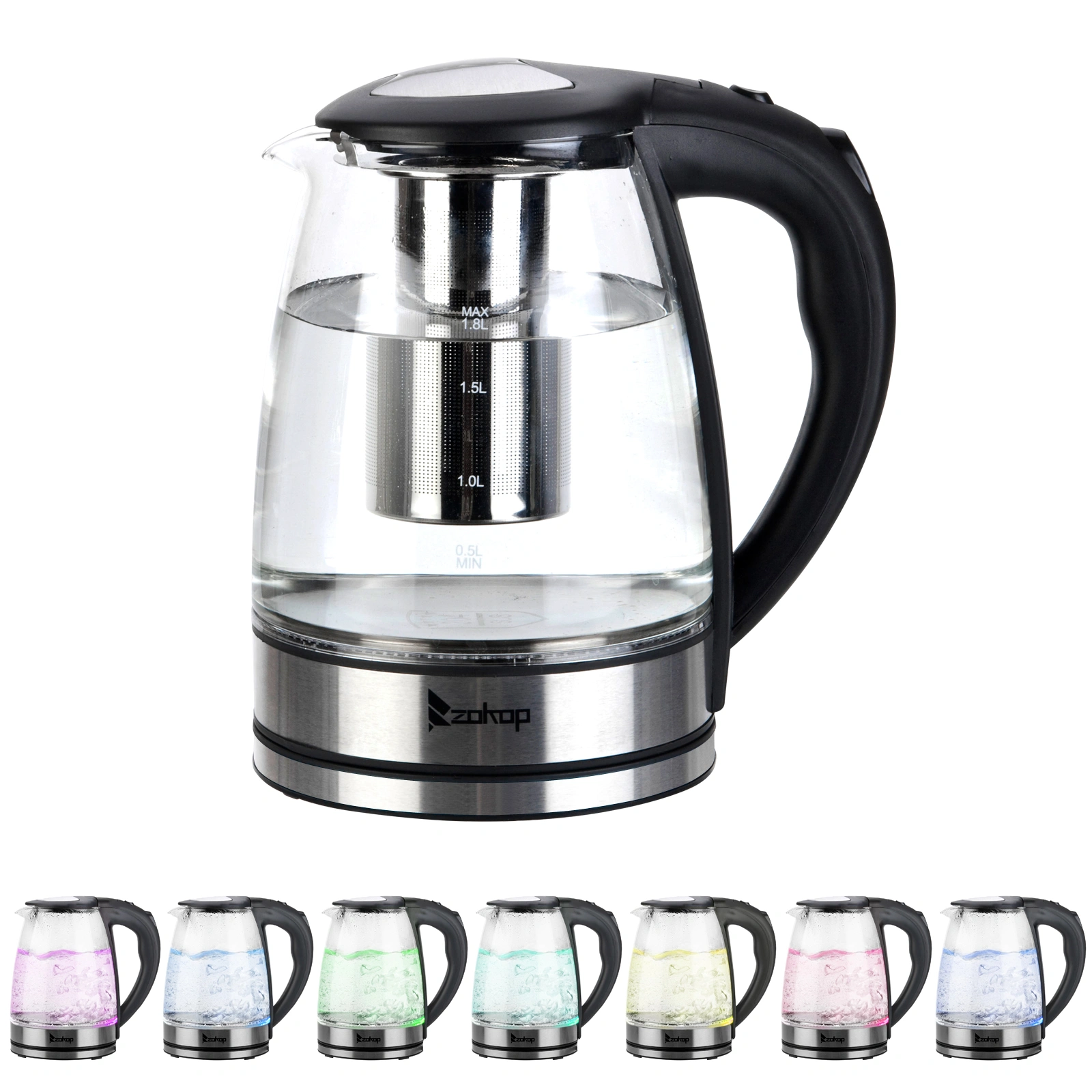 8L Electric Glass Kettle 110V 1200W - HD-1861-A Stainless Steel Tea Boiler with US Plug