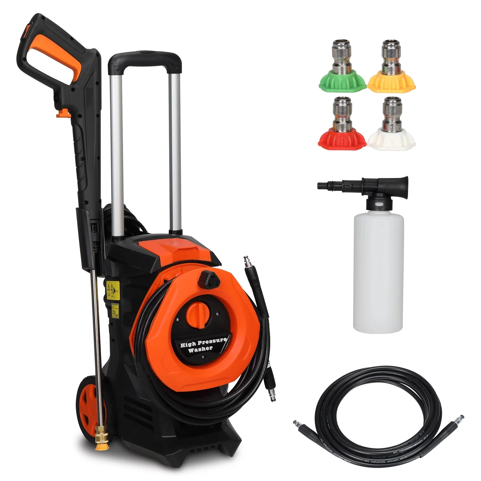 1400W 110V Electric Pressure Washer 203 Bar High Pressure Cleaner Orange