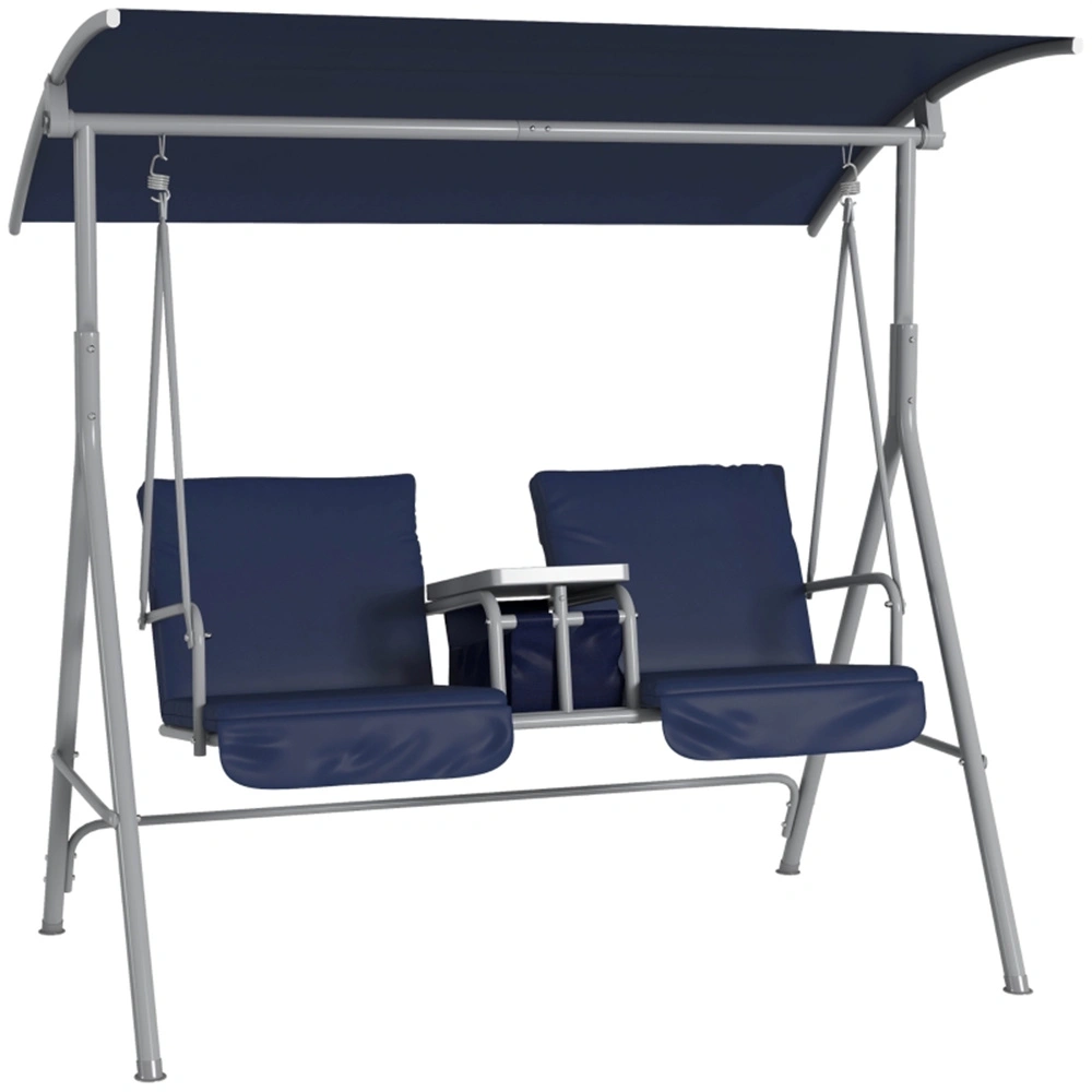 2 Seats Outdoor Patio Swing Chair 3-Person Wicker Garden Hanging Bench with Canopy for Yard