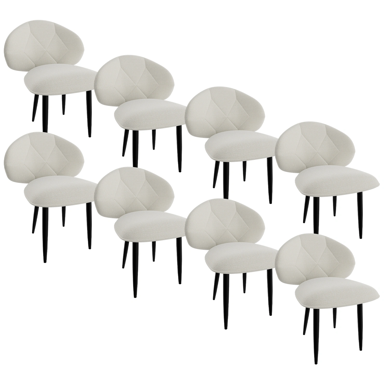 8-Pack Padded Dining Room Chairs, Modern Kitchen Chairs, Comfortable Wide Backrest Upholstered Dining Chair Set with Metal Legs