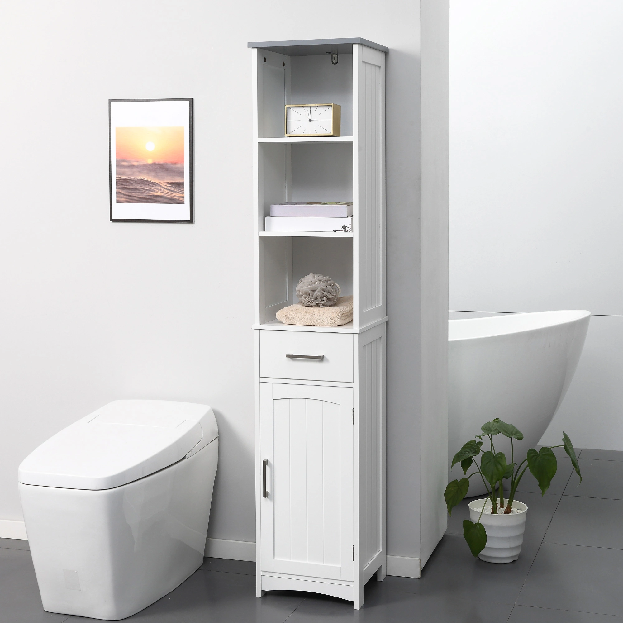 Wall Mounted Bathroom Cabinet with Mirror, Rust-Resistant Metal Storage Organizer for Toiletries & Essentials