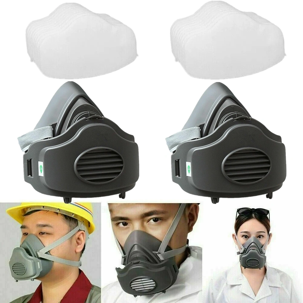 2-Pack Reusable Half Face Respirator Dust Mask for Woodworking Painting Welding US Logistics Only Self-Pickup TK/TMEU