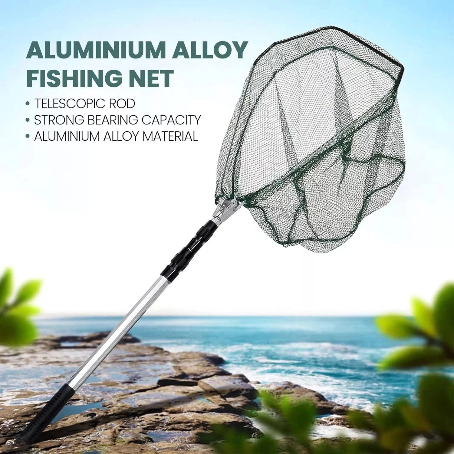 Telescopic Fishing Landing Net - Folding Extendable Angling Net for Trout, Carp & Sea Fishing