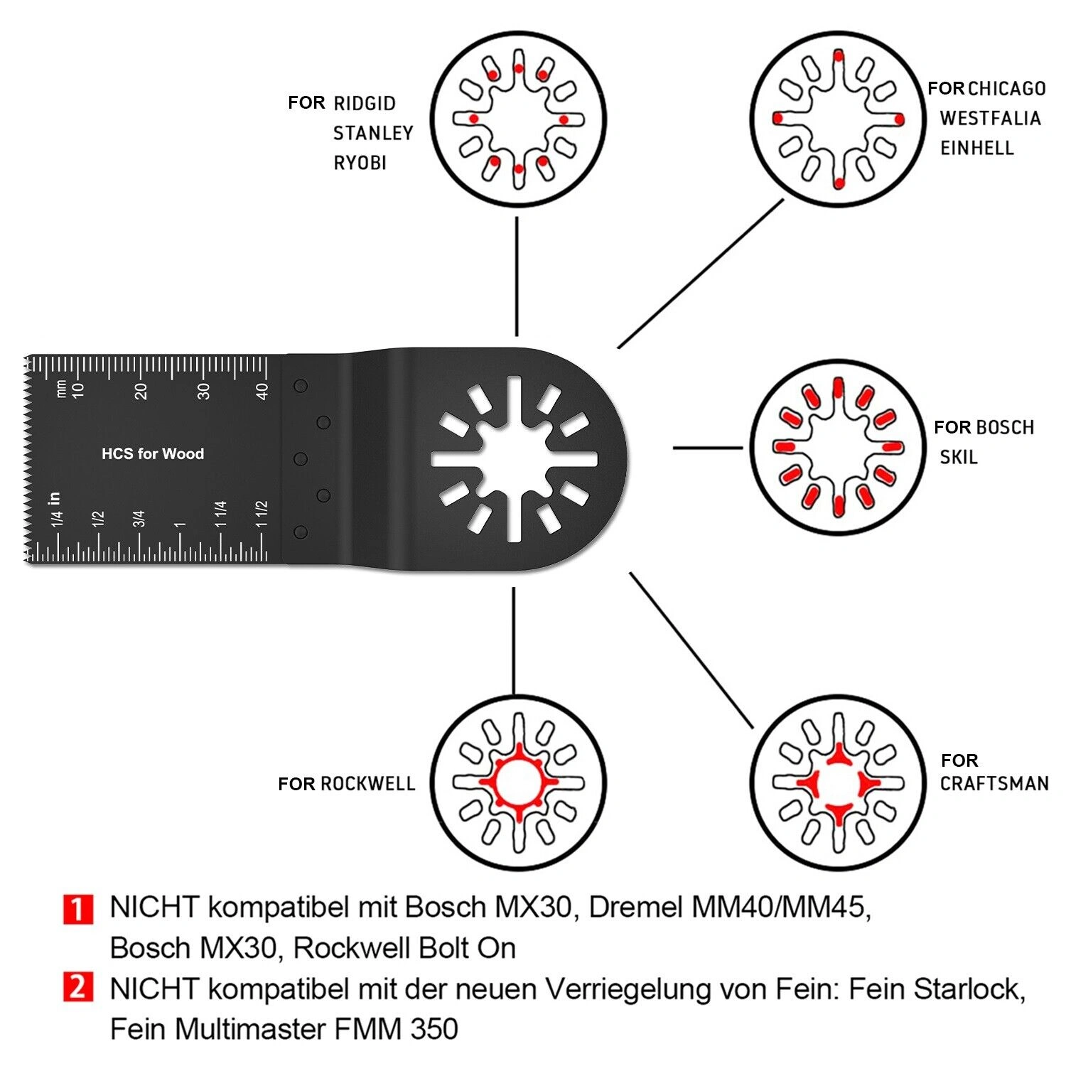 10PCS Oscillating Multi Tool Blades Wood Metal Cutter Saw Blades Compatible with DeWalt Fein view 2