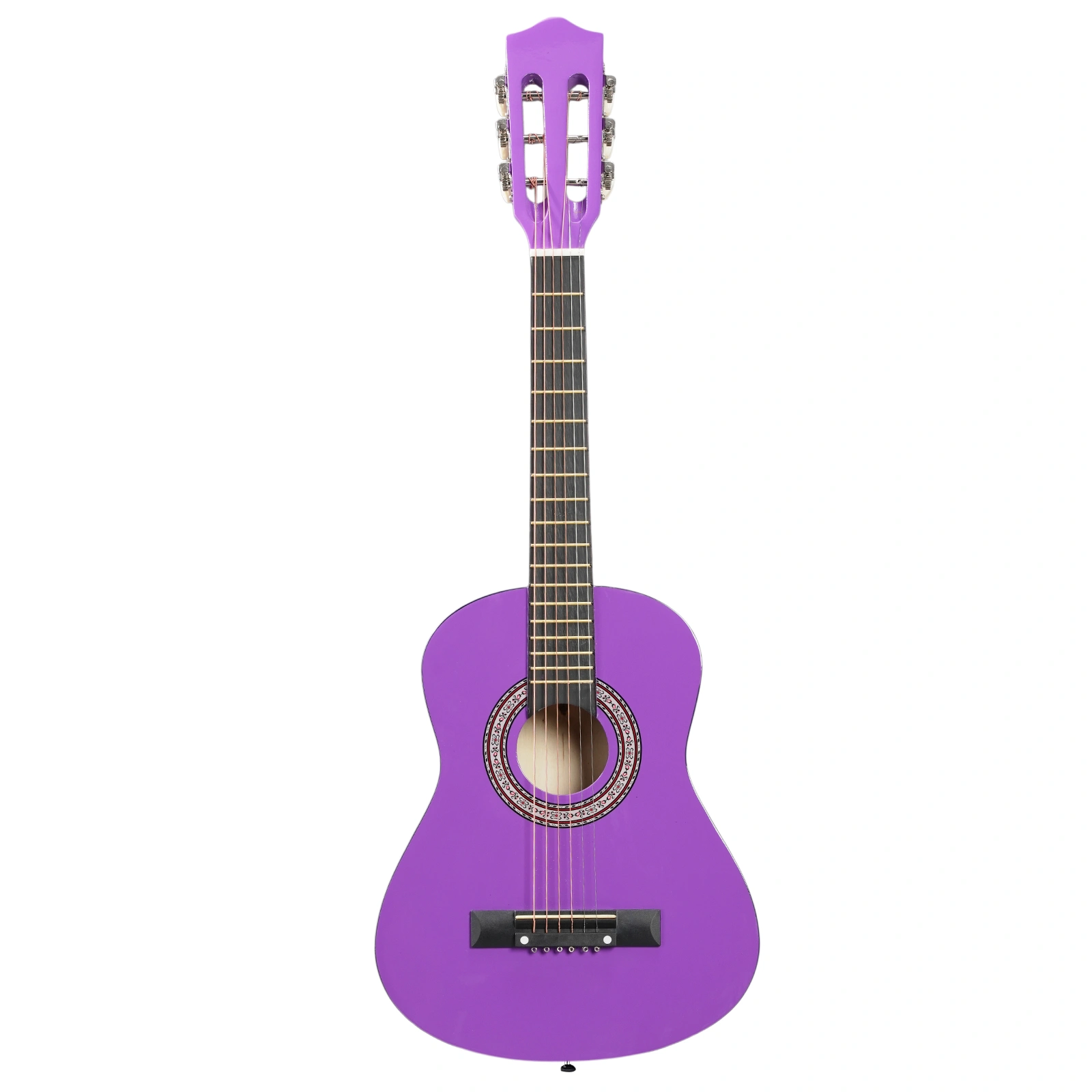 Purple 30 Inch Round Acoustic Guitar with Picks Strings Capo Case Tuner Strap Bundle