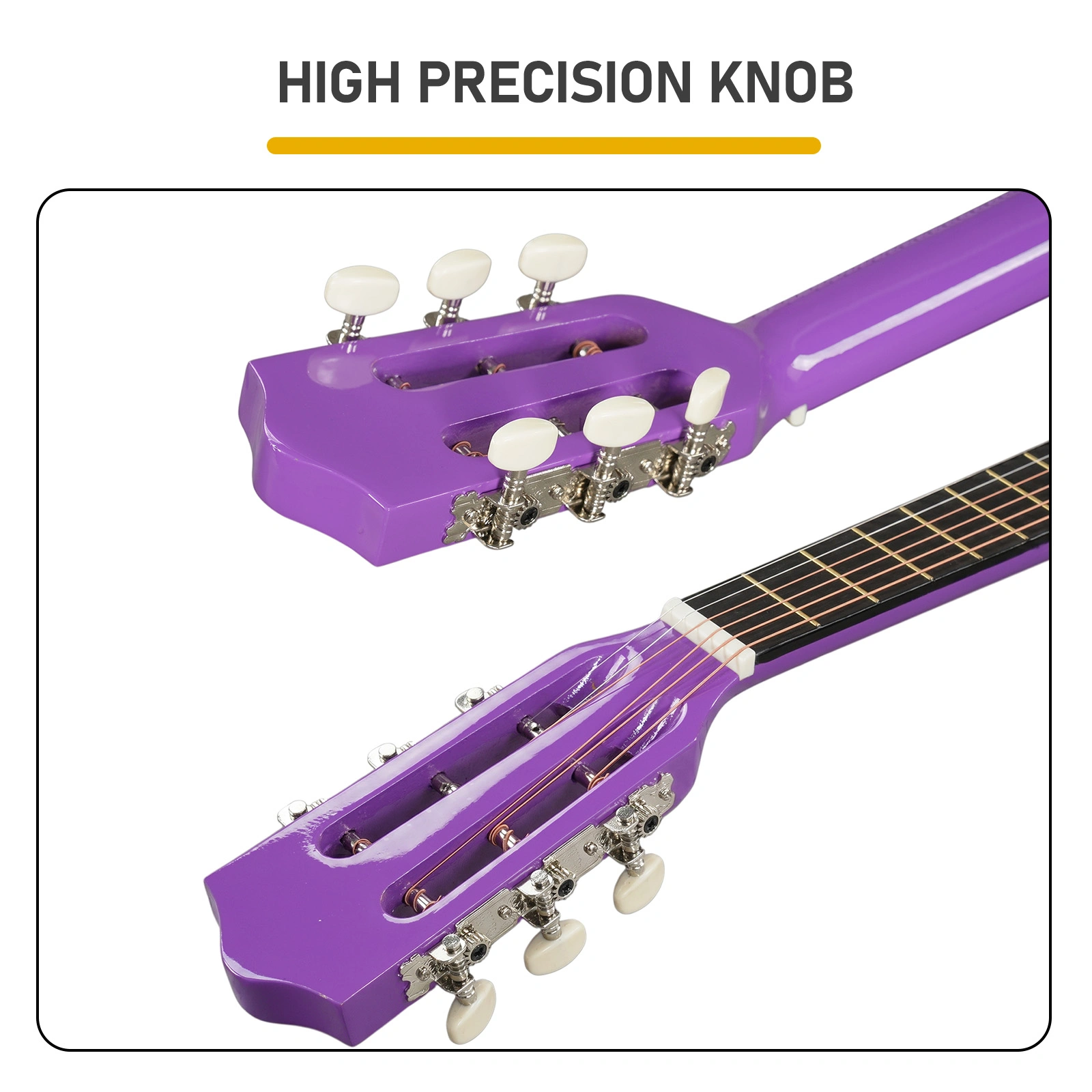 Purple 30 Inch Round Acoustic Guitar with Picks Strings Capo Case Tuner Strap Bundle view 3