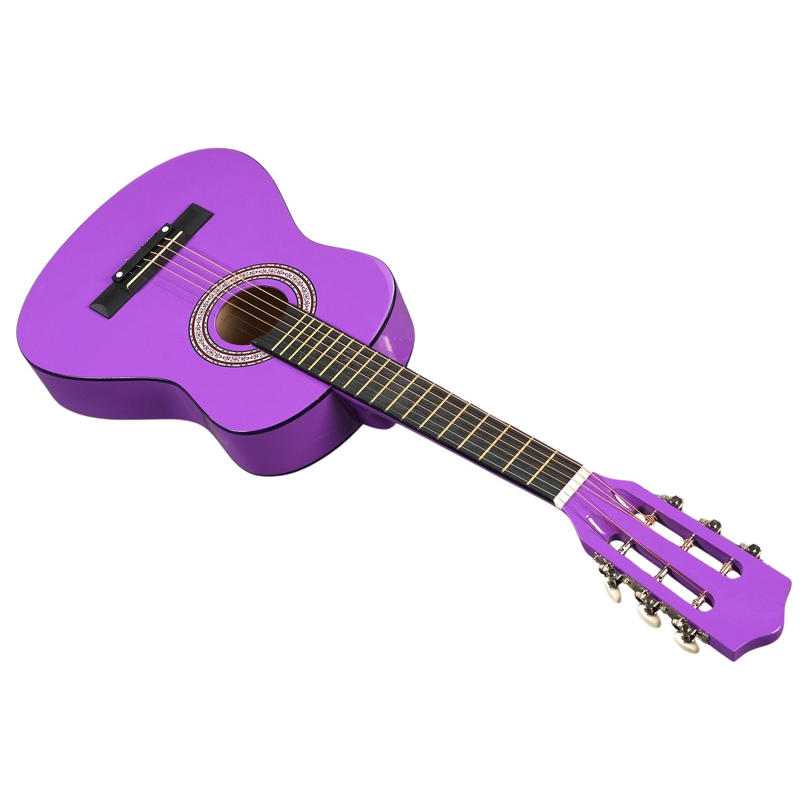 Purple 30 Inch Round Acoustic Guitar with Picks Strings Capo Case Tuner Strap Bundle view 7