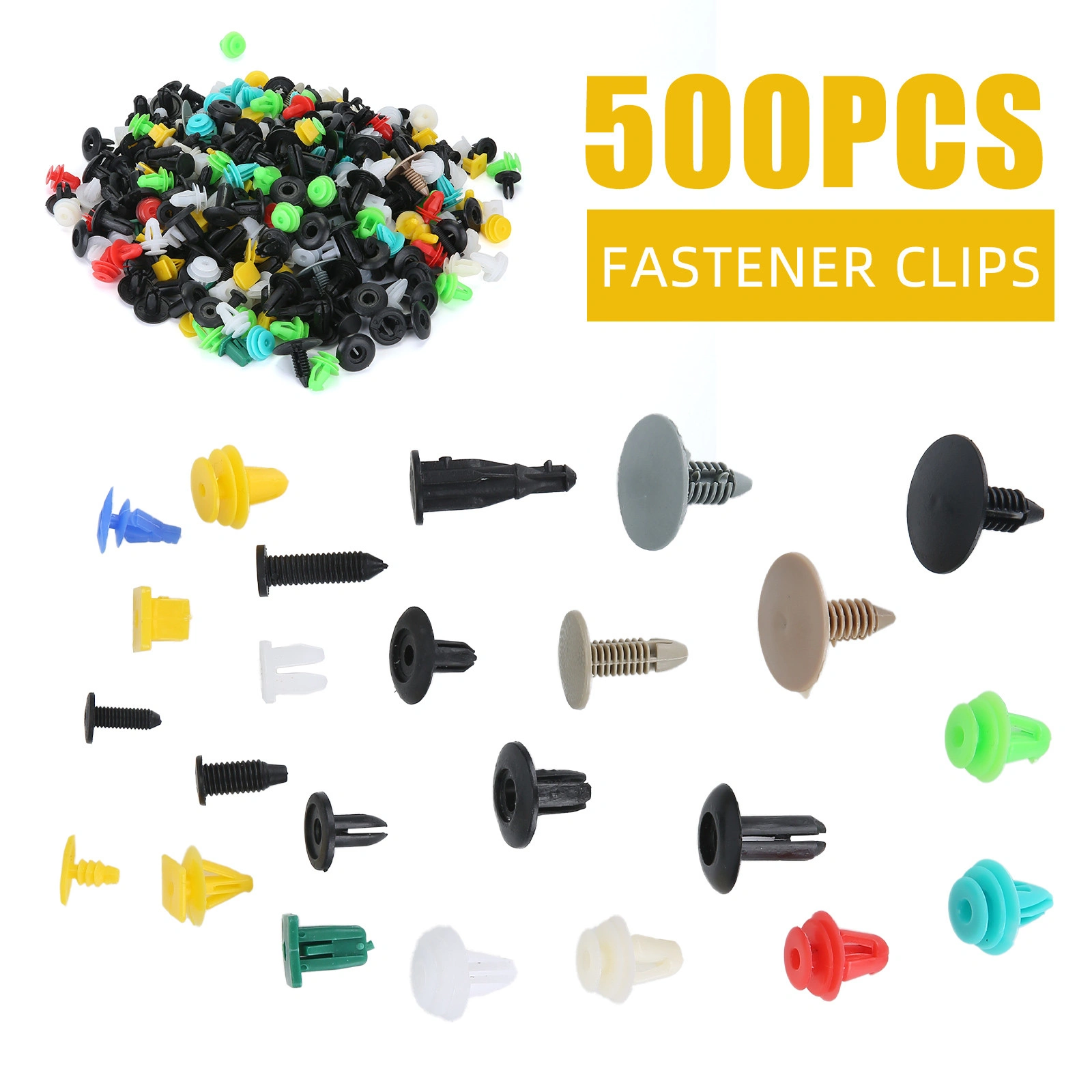 500Pcs Car Door Trim Clips Retainer Bumper Panel Push Fastener Plastic Auto Parts
