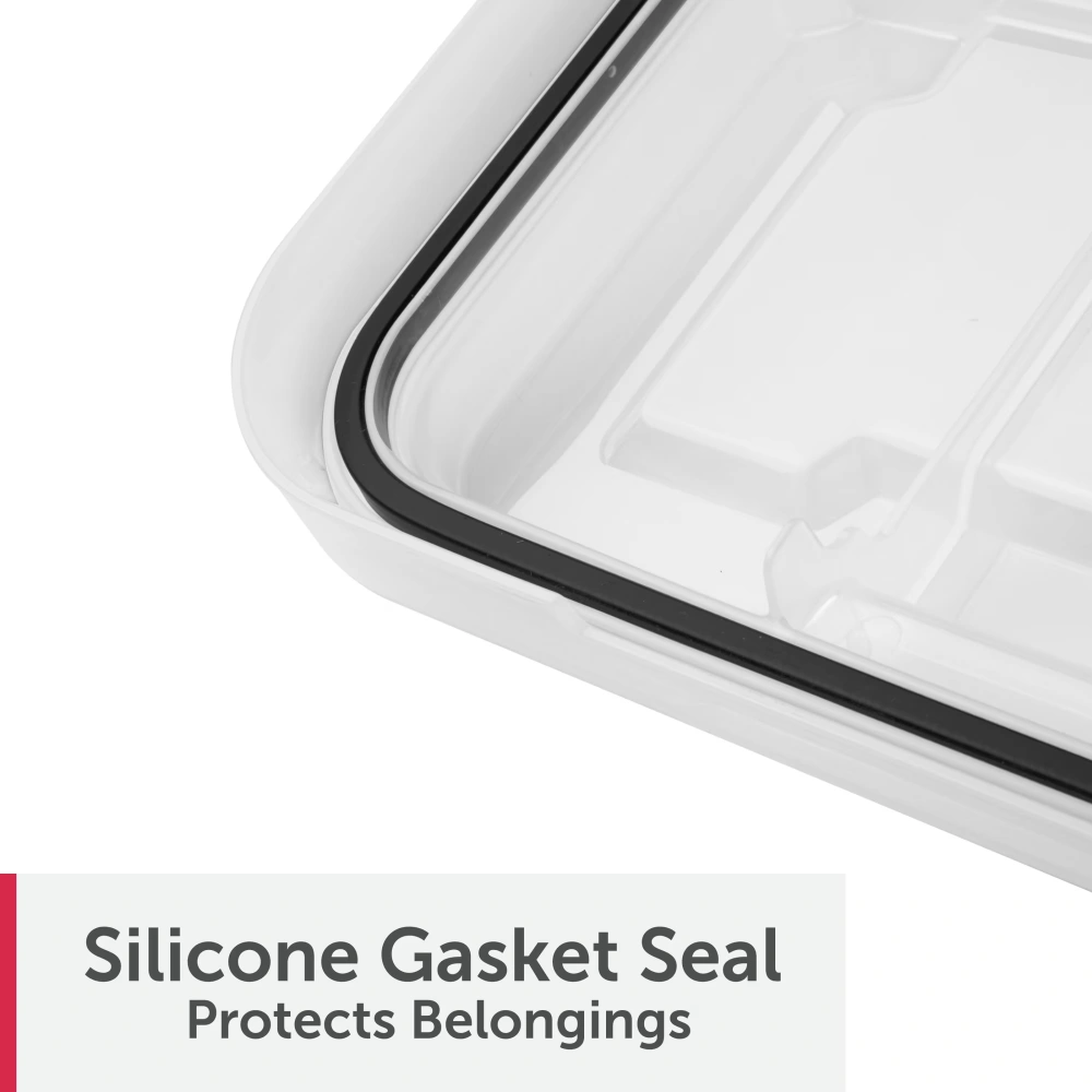 (4 pack) 34 Quart WaterProof Clear Plastic Storage Bin with Lid, Gasket Seal and Durable Latches, Black(Shipment from Walmart) view 3