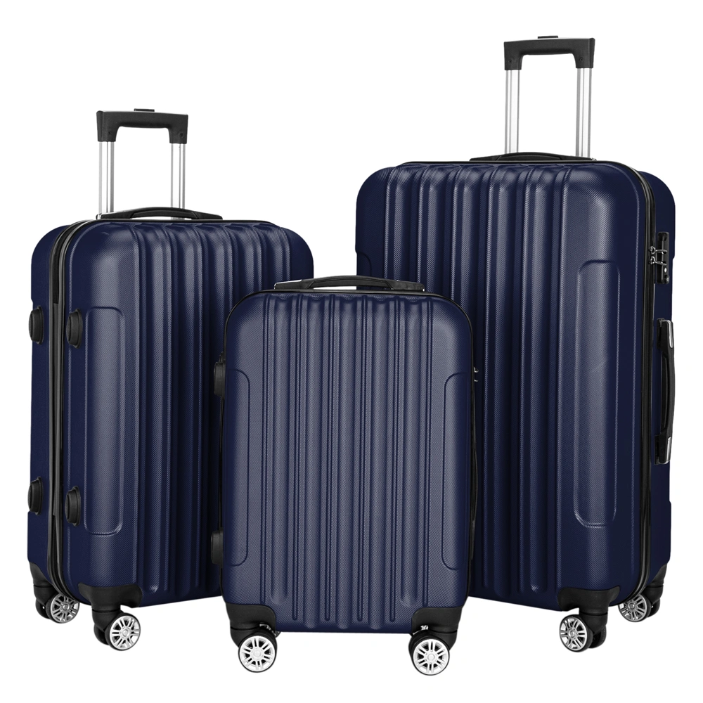 3 Piece Lightweight ABS Carry-on Suitcase Set, 4 Spinner Wheel Hand Luggage Trolley Case