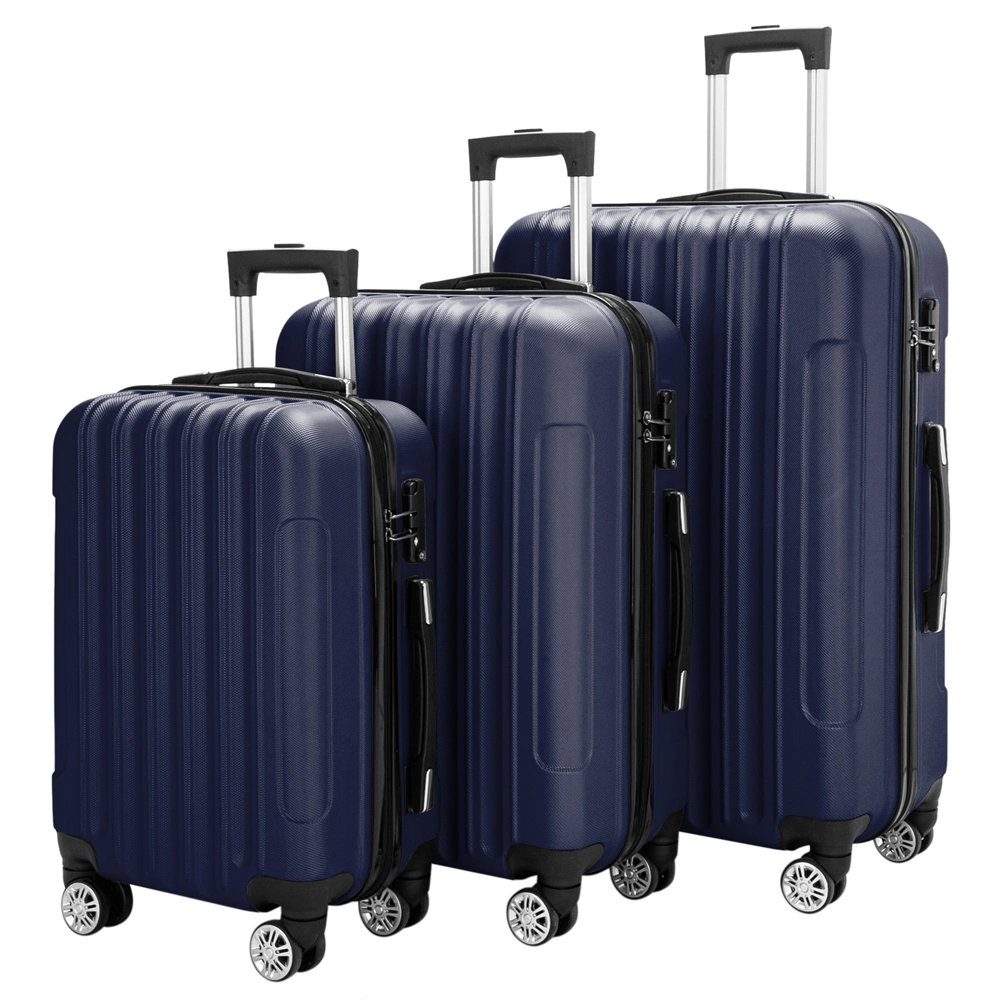 3 Piece Lightweight ABS Carry-on Suitcase Set, 4 Spinner Wheel Hand Luggage Trolley Case view 2