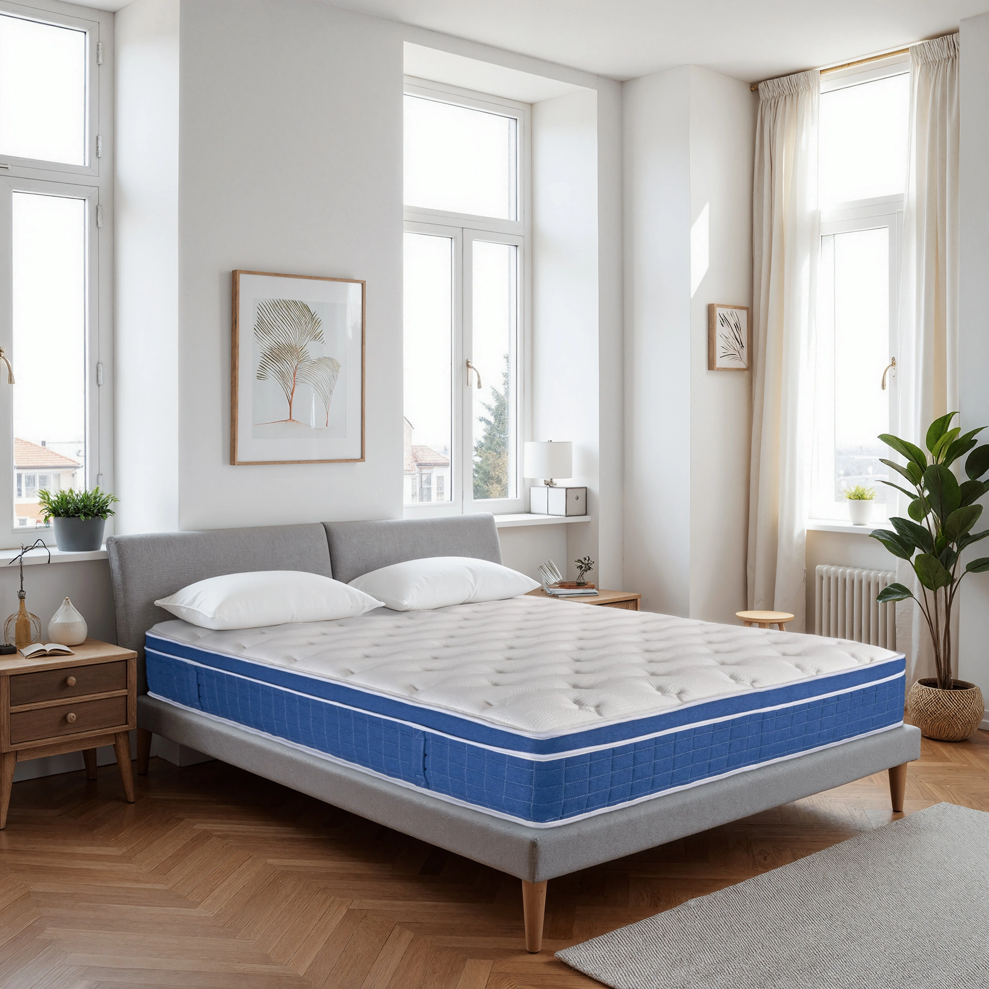 Queen Size Mattress in a Box 12 Inch Memory Foam Hybrid with Pocketed Coils Medium Firm Support Motion Isolation Edge Support 60 Night Trial