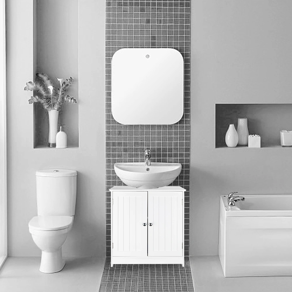 White Bathroom Vanity Cabinet Under Sink Storage Organizer, Freestanding Bathroom Sink Cupboard