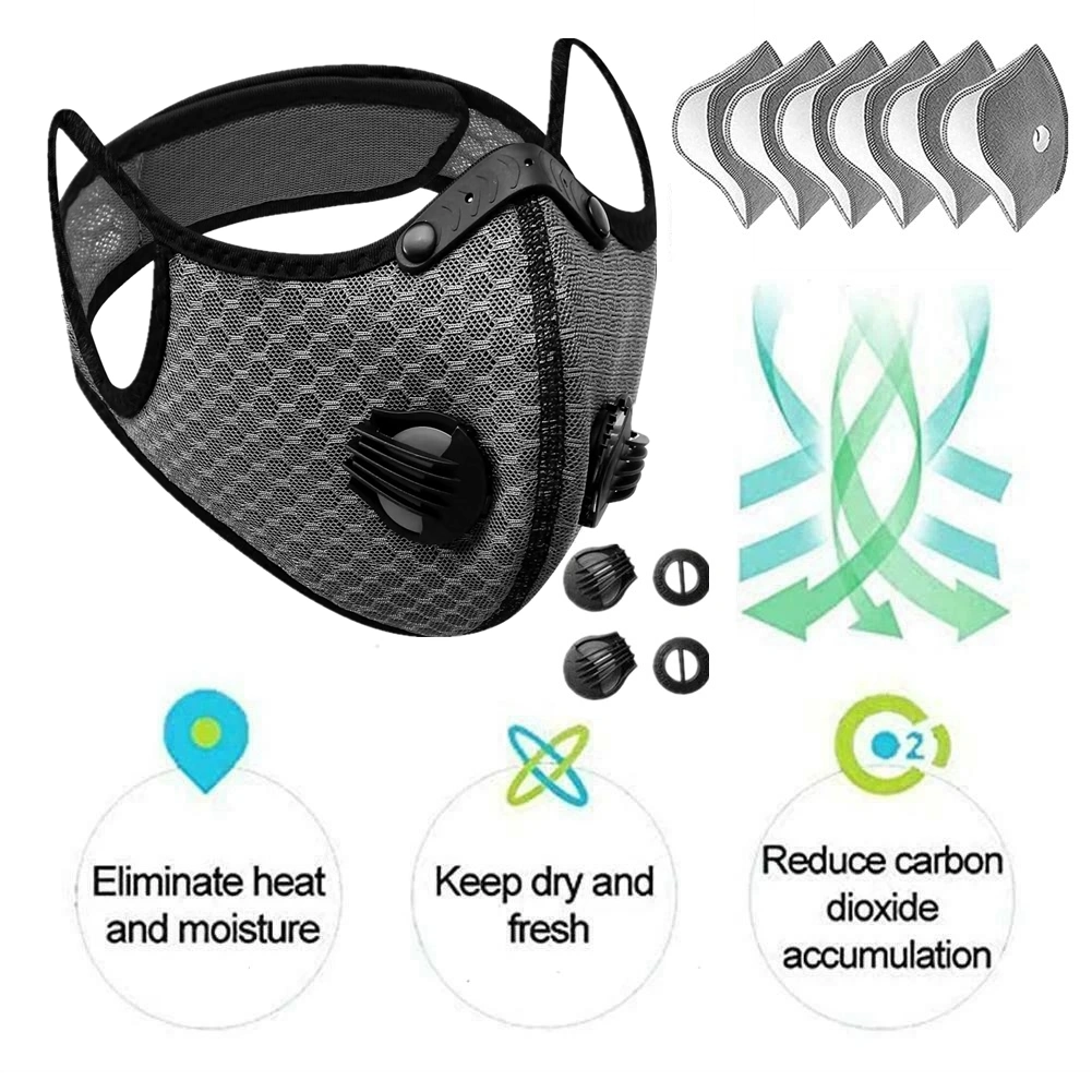 2 Pack Reusable Half Face Mask with Filter, Cycling Outdoor Sports Face Cover, Grey view 3