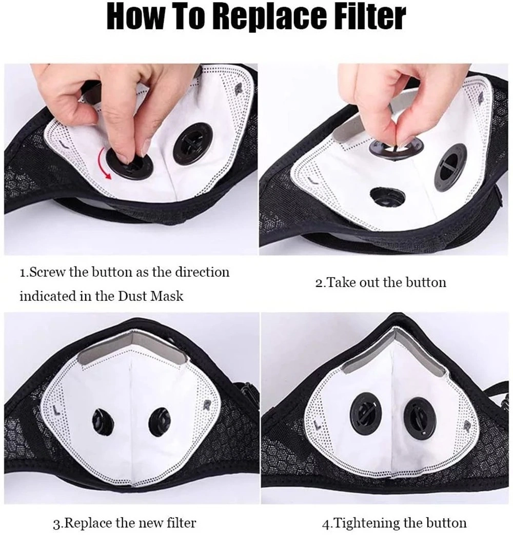2 Pack Reusable Half Face Mask with Filter, Cycling Outdoor Sports Face Cover, Grey view 4
