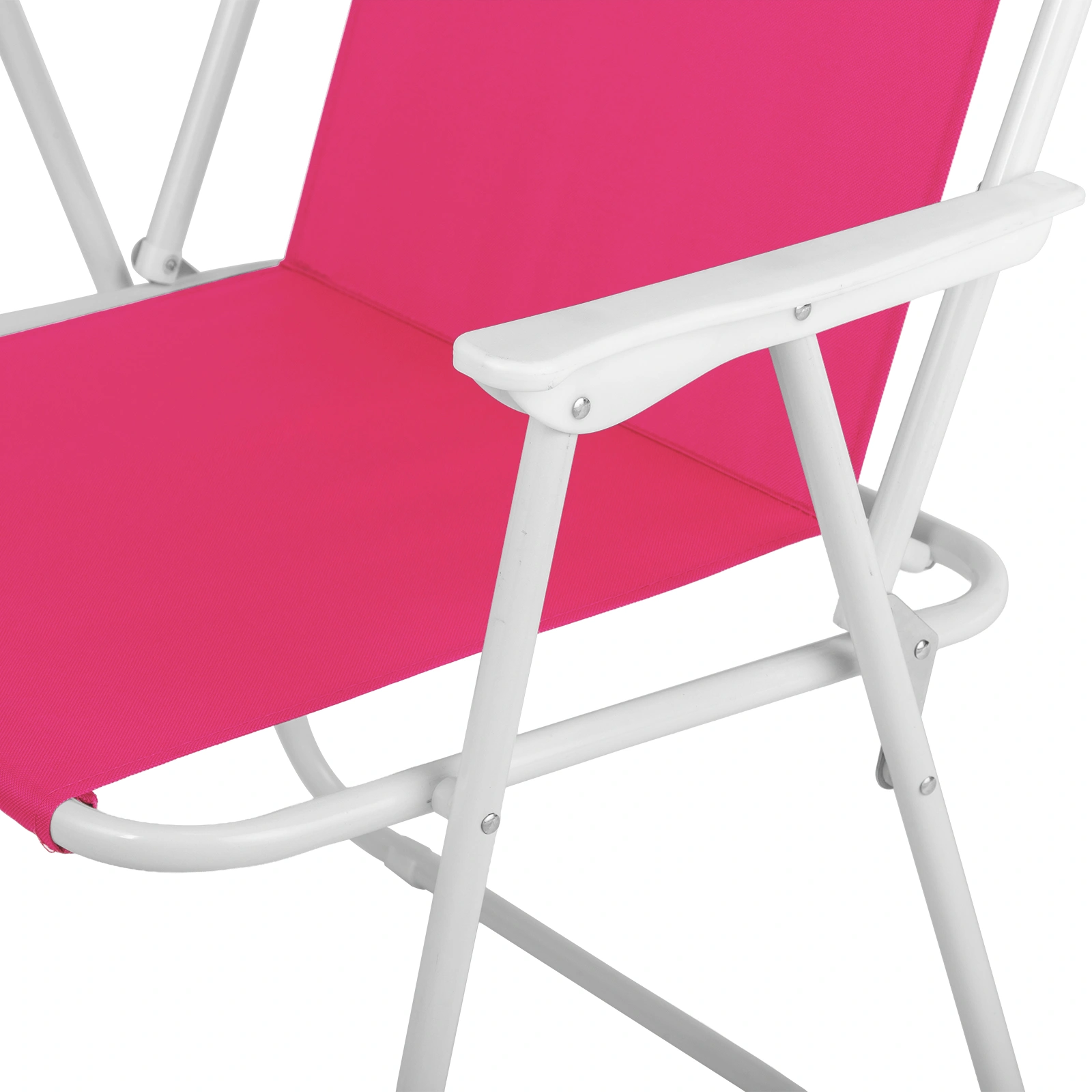 1 Pack Folding Beach Chair with Umbrella, XL Size, 15" Seat Height, Barbie Pink, Steel Spring Chair with Cross Bar, Oxford Cloth, 120kg Capacity view 5
