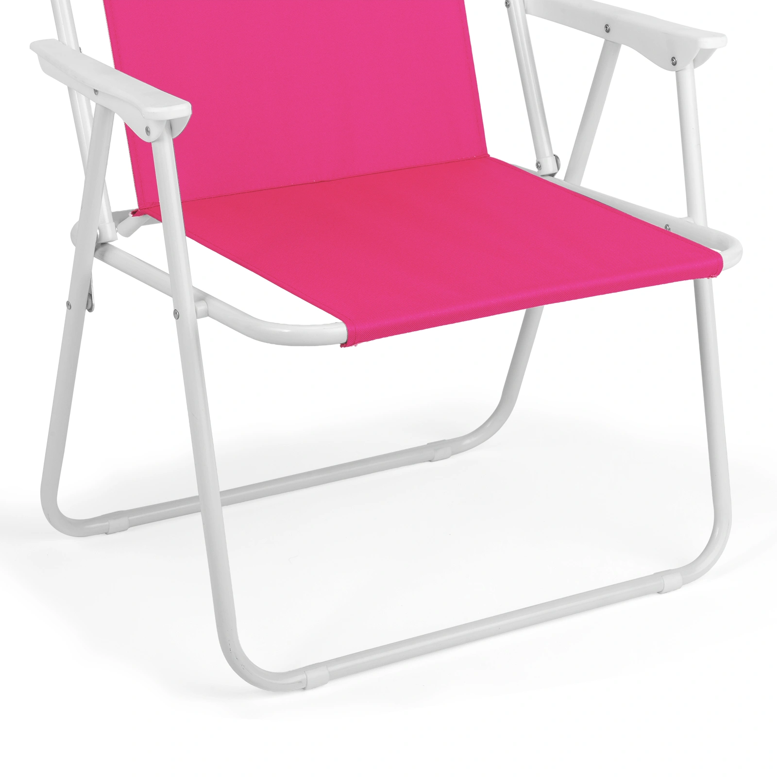 1 Pack Folding Beach Chair with Umbrella, XL Size, 15" Seat Height, Barbie Pink, Steel Spring Chair with Cross Bar, Oxford Cloth, 120kg Capacity view 9