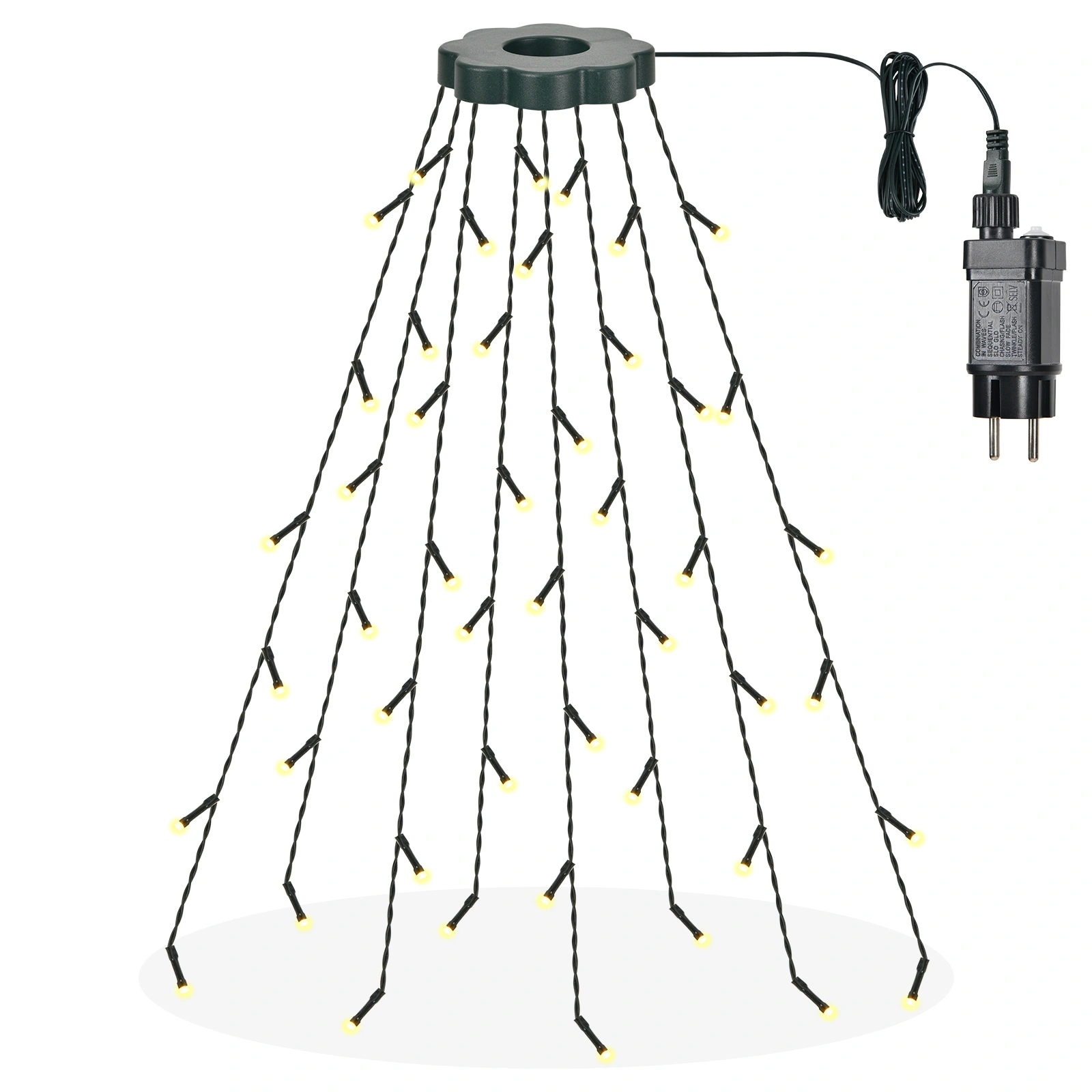 60cm Christmas Tree Lights with Ring, 48 LED Warm White String Lights, 8 Modes with Remote for Indoor Holiday Party Decor