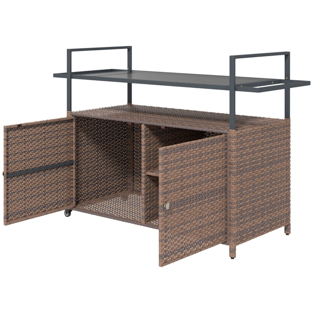 Outdoor Bar Table Metal High-Top Bar Height Table for Patio Garden Cafe Restaurant