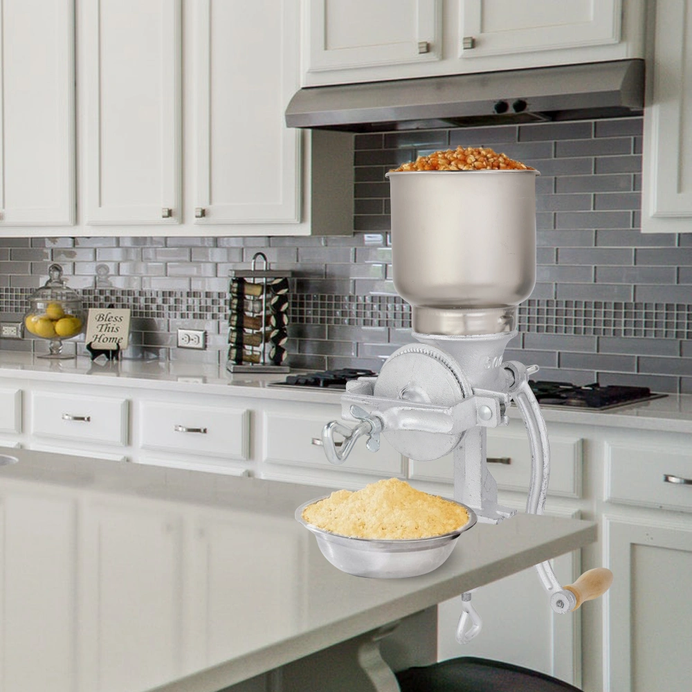 500# Capacity Hand Crank Grain Grinder for Home Kitchen Use Silver Finish