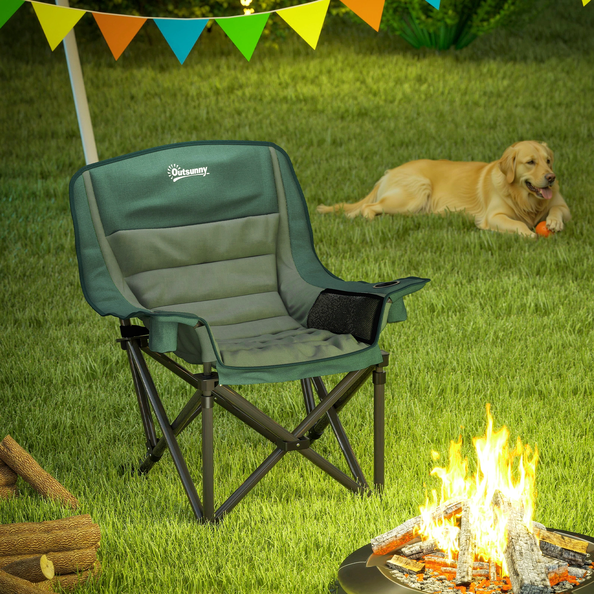 Folding Lounge Chairs Beach Chair Set, Portable Outdoor Patio Chair with Cup Holder, Lightweight Garden Deck Seating view 3