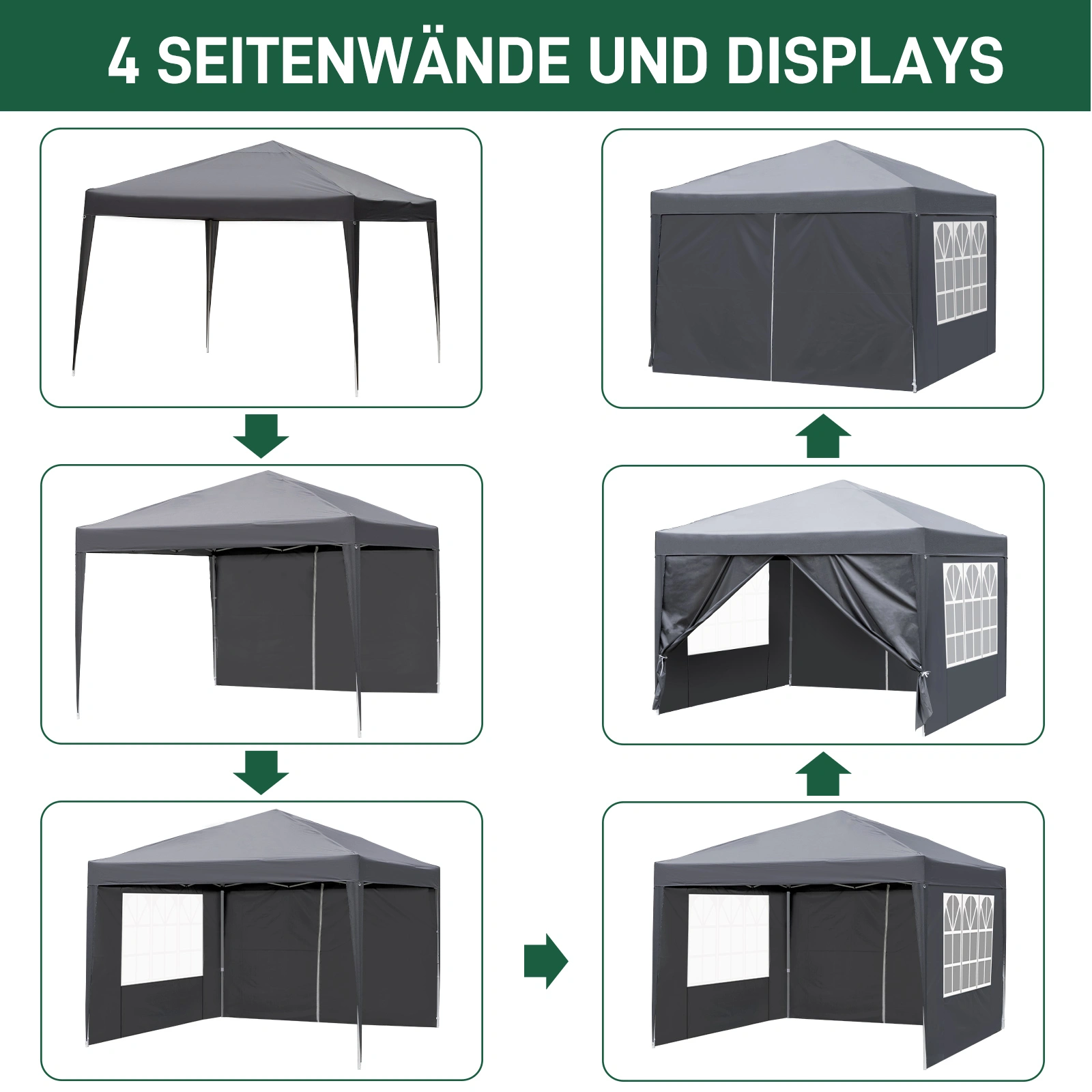 10x10ft Pop Up Canopy Tent with 4 Sidewalls, Instant Outdoor Canopy for Parties Weddings Events, Dark Grey view 10
