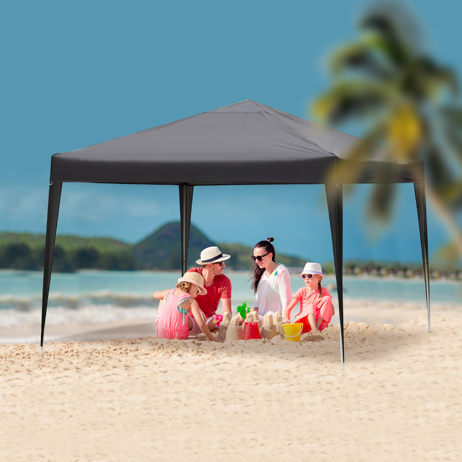 10x10ft Pop Up Canopy Tent with 4 Sidewalls, Instant Outdoor Canopy for Parties Weddings Events, Dark Grey view 18