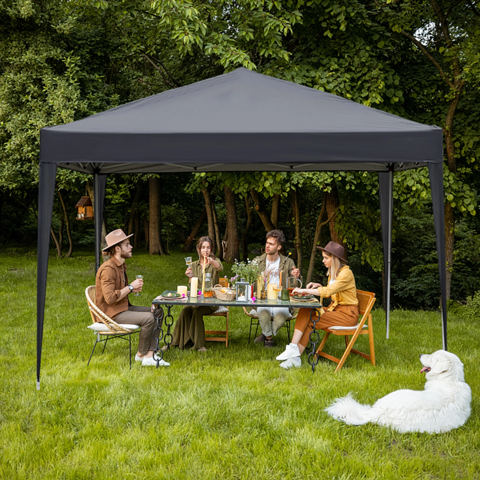 10x10ft Pop Up Canopy Tent with 4 Sidewalls, Instant Outdoor Canopy for Parties Weddings Events, Dark Grey view 19