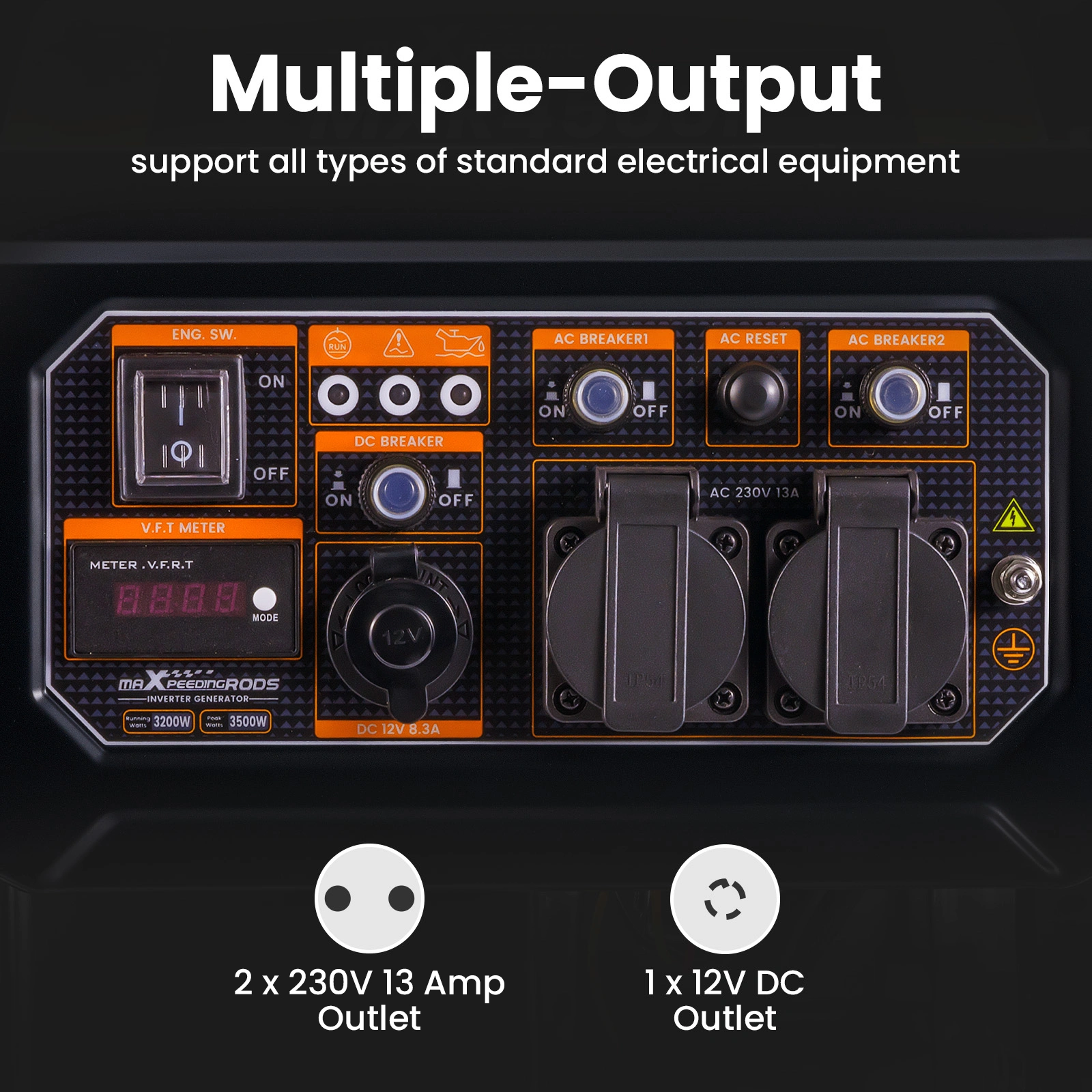 3500W Petrol Inverter Generator Portable, Low Noise for Job Site & Camping, 3500W Output view 4