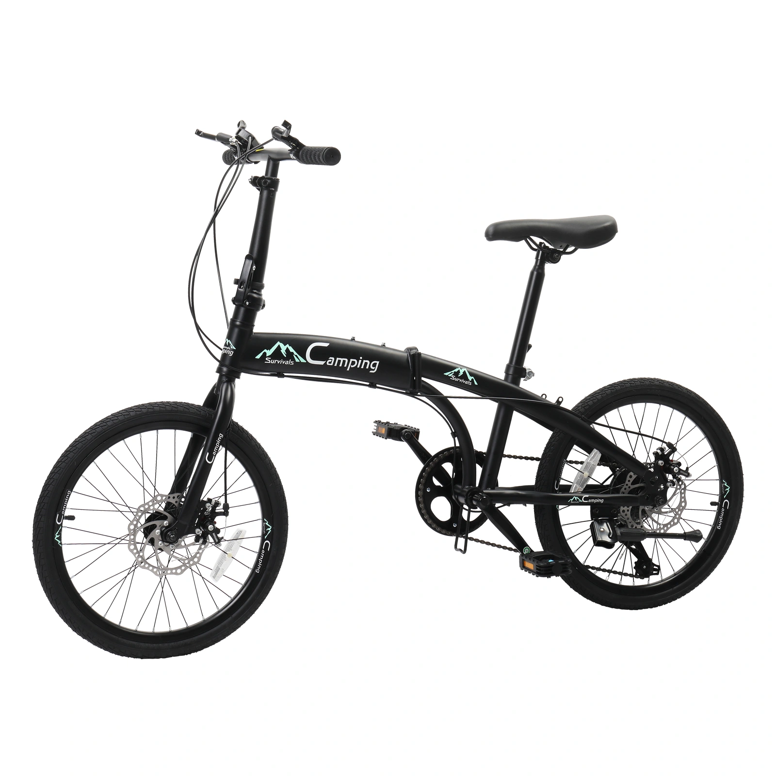 20in 150kg High Carbon Steel Foldable Commuter Bicycle Black