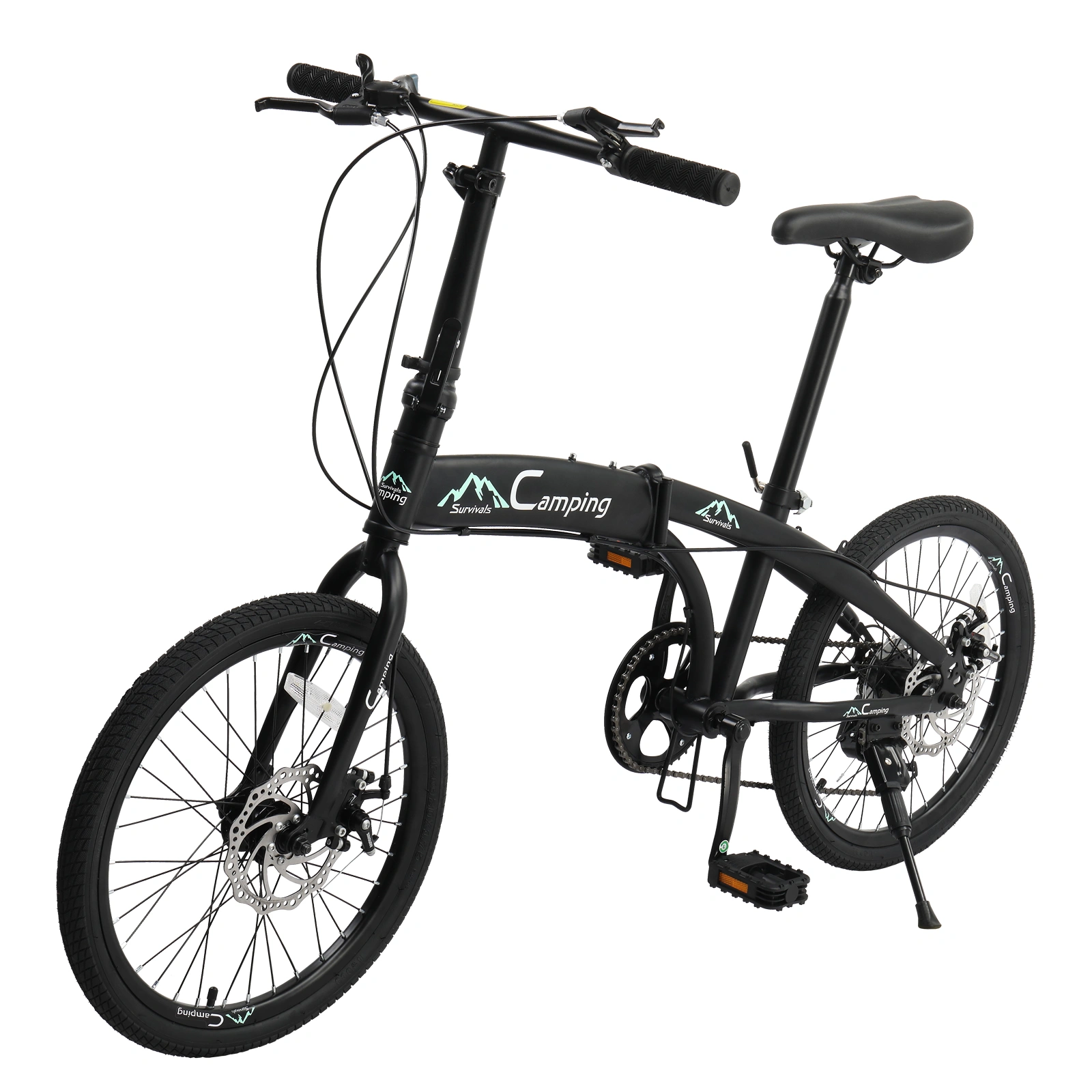 20in 150kg High Carbon Steel Foldable Commuter Bicycle Black view 25