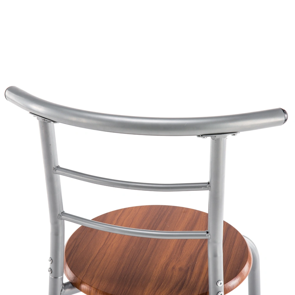 Brown Wood Grain PVC Breakfast Table Set 1 Table 2 Chairs Dining Room Kitchen Cafe view 12