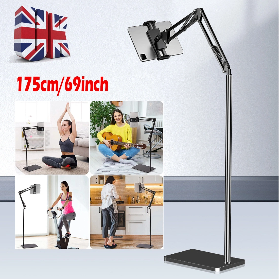 360° Universal Adjustable Floor Stand Holder for iPad Tablet Phone 4-12.9 inch UK view 2